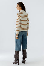 Load image into Gallery viewer, Oui Camel Stripe Mock Neck Knit Jumper