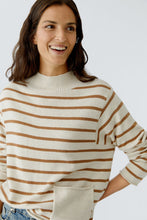 Load image into Gallery viewer, Oui Camel Stripe Mock Neck Knit Jumper