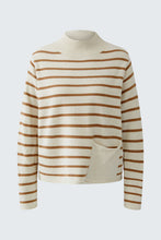 Load image into Gallery viewer, Oui Camel Stripe Mock Neck Knit Jumper