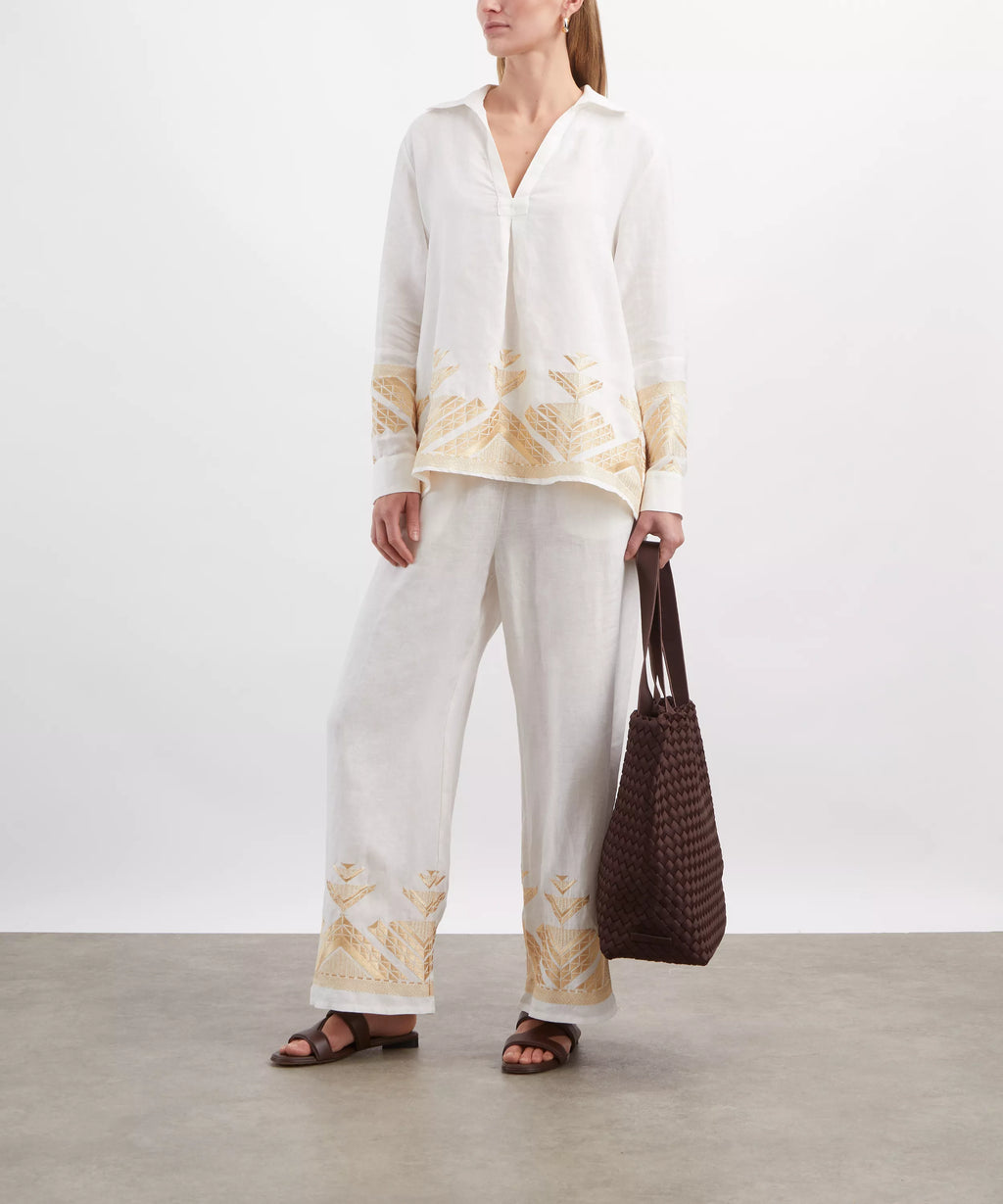 Greek Archaic Kori Pyramids Linen Shirt