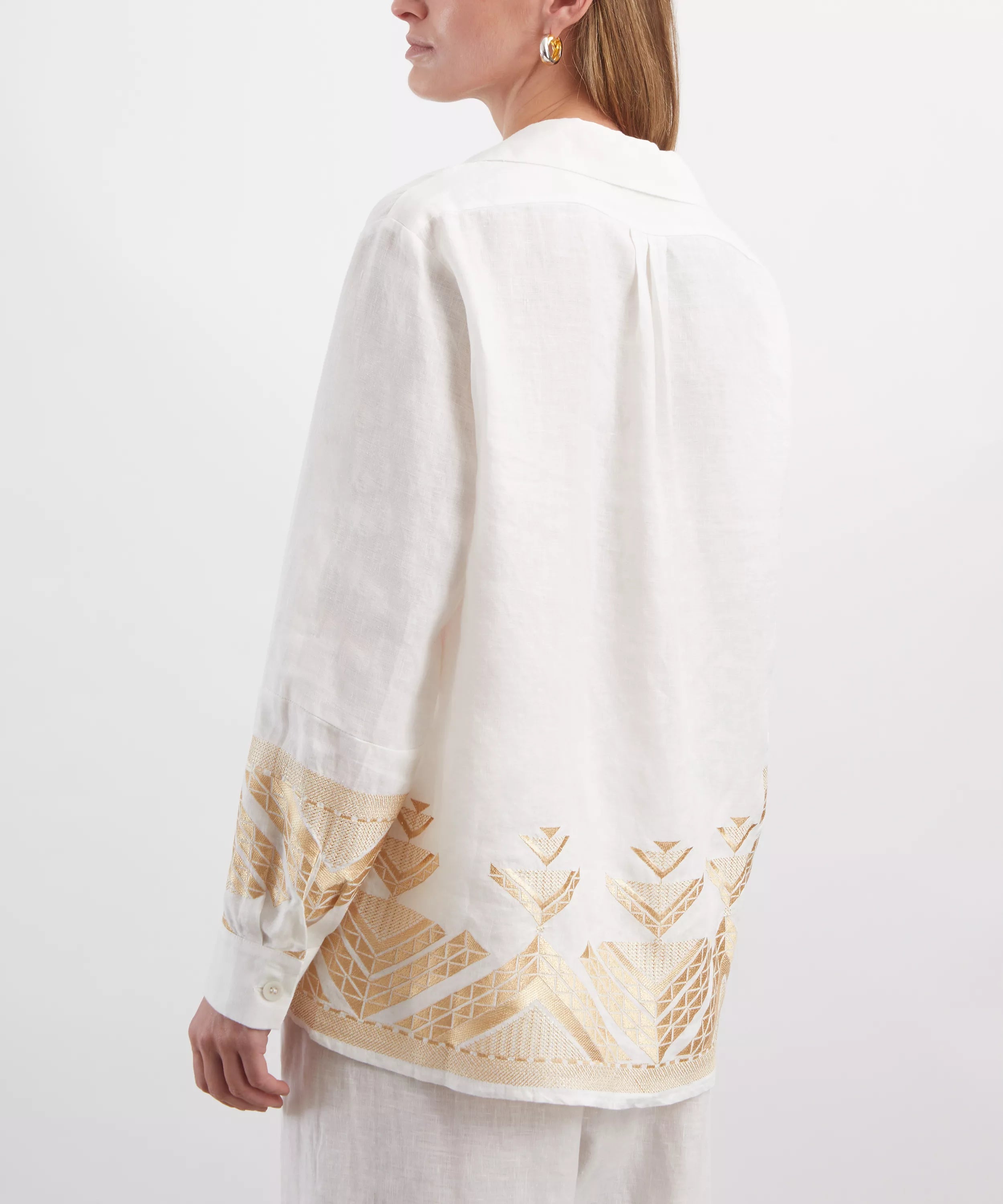 Greek Archaic Kori Pyramids Linen Shirt