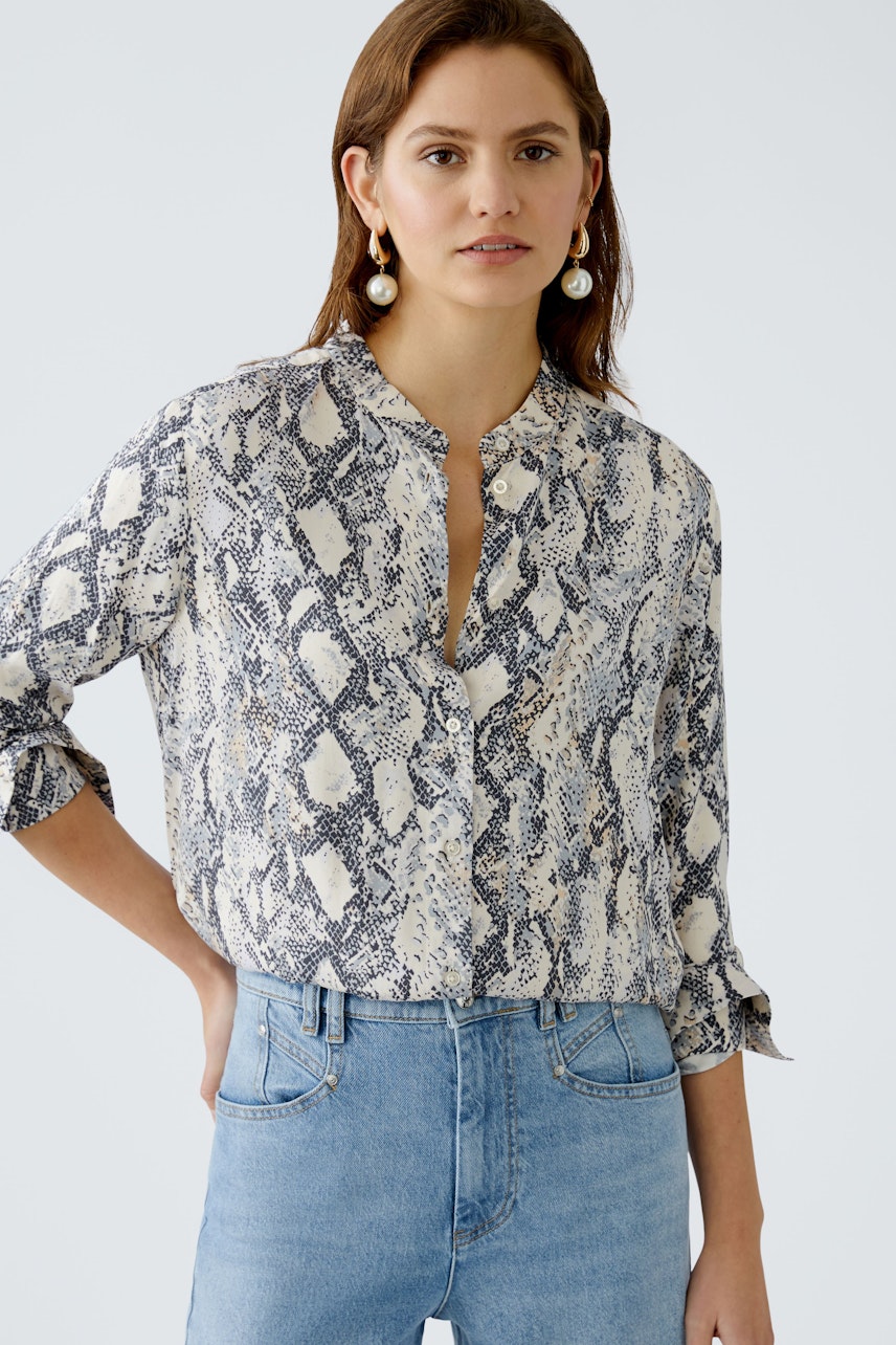 Oui Allover Snake Print Blouse