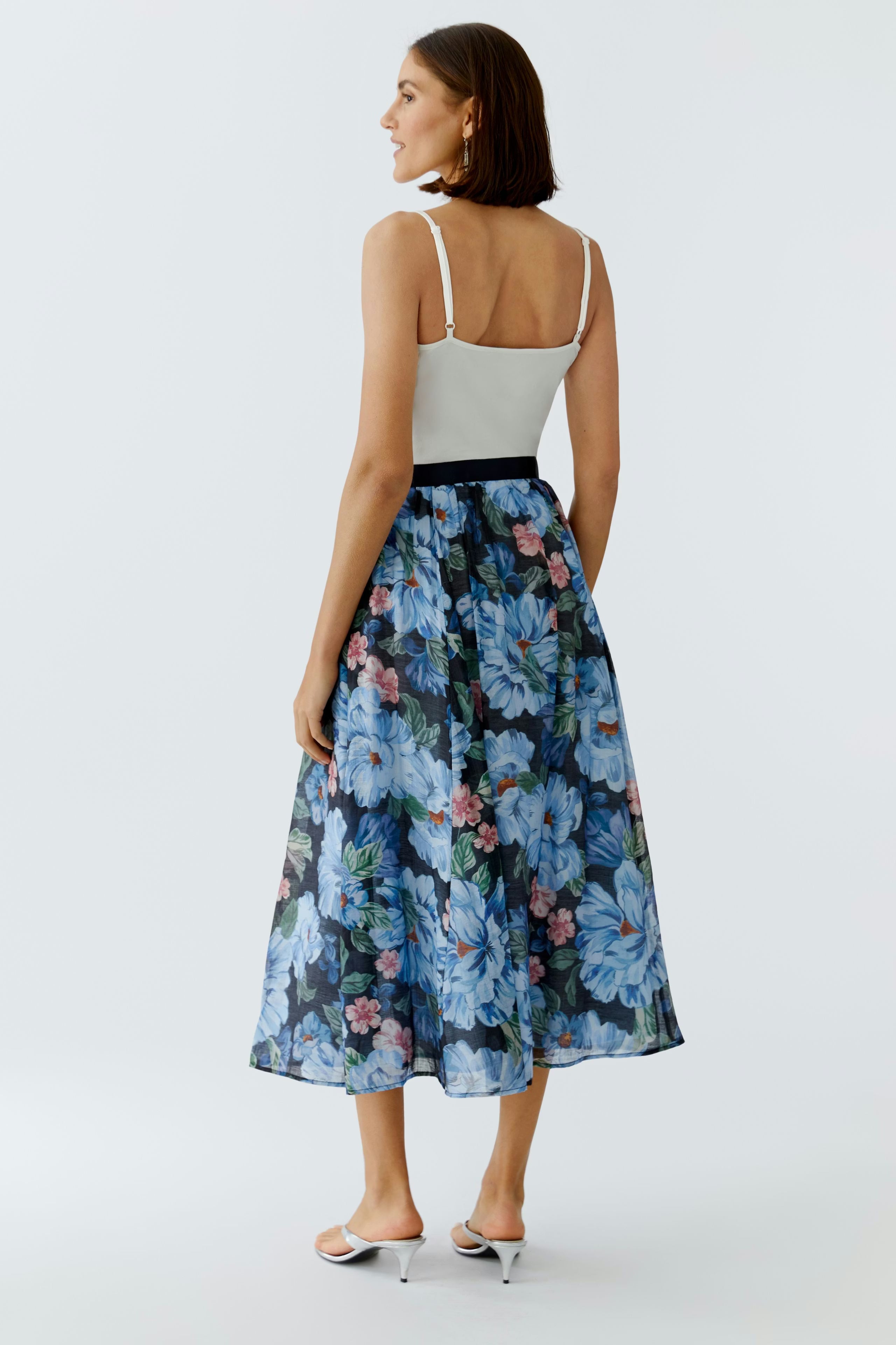 Oui Bold Floral Midi Skirt