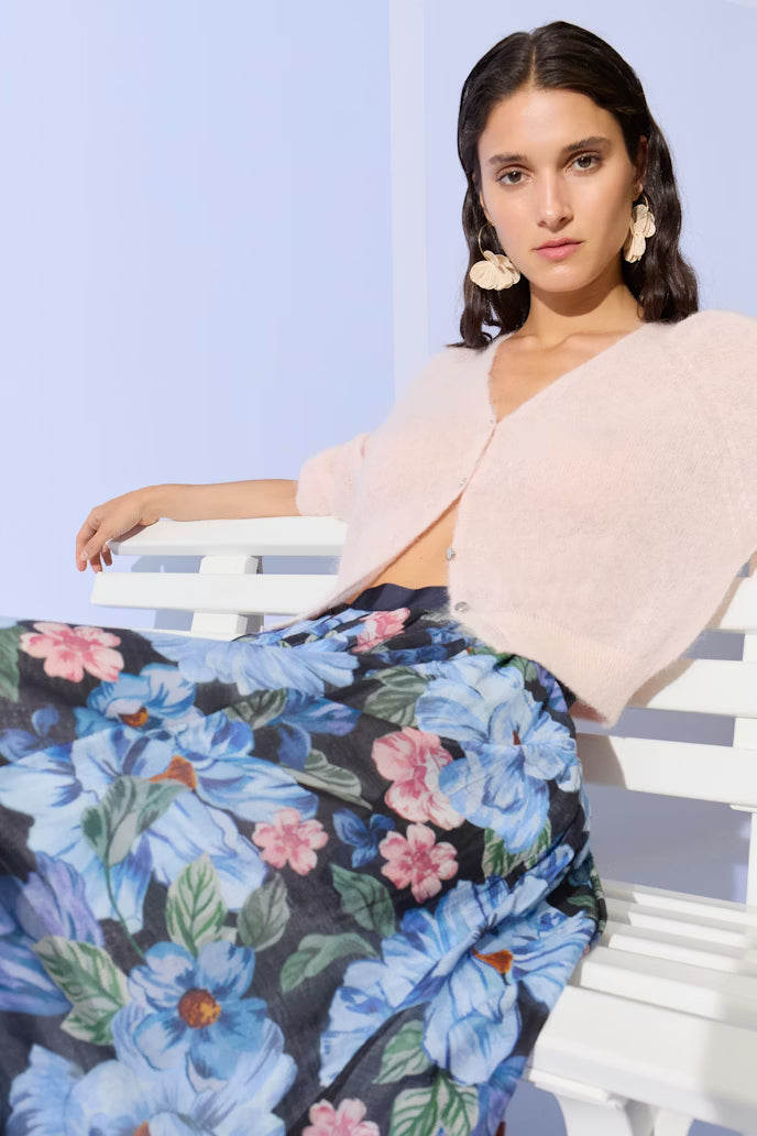 Oui Bold Floral Midi Skirt