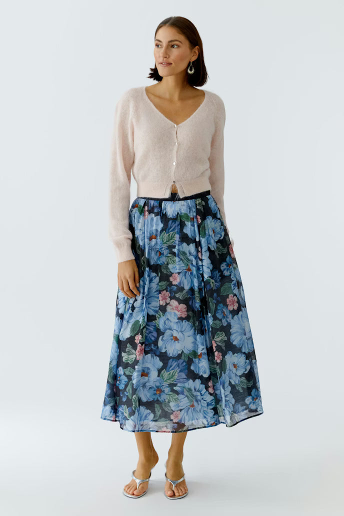 Oui Bold Floral Midi Skirt