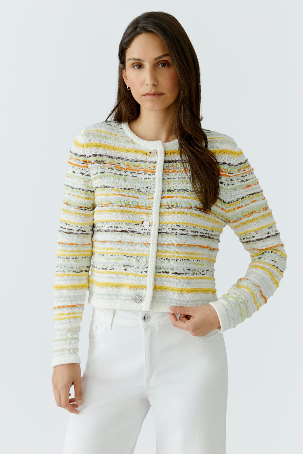 Oui Multi Jacquard Cardigan