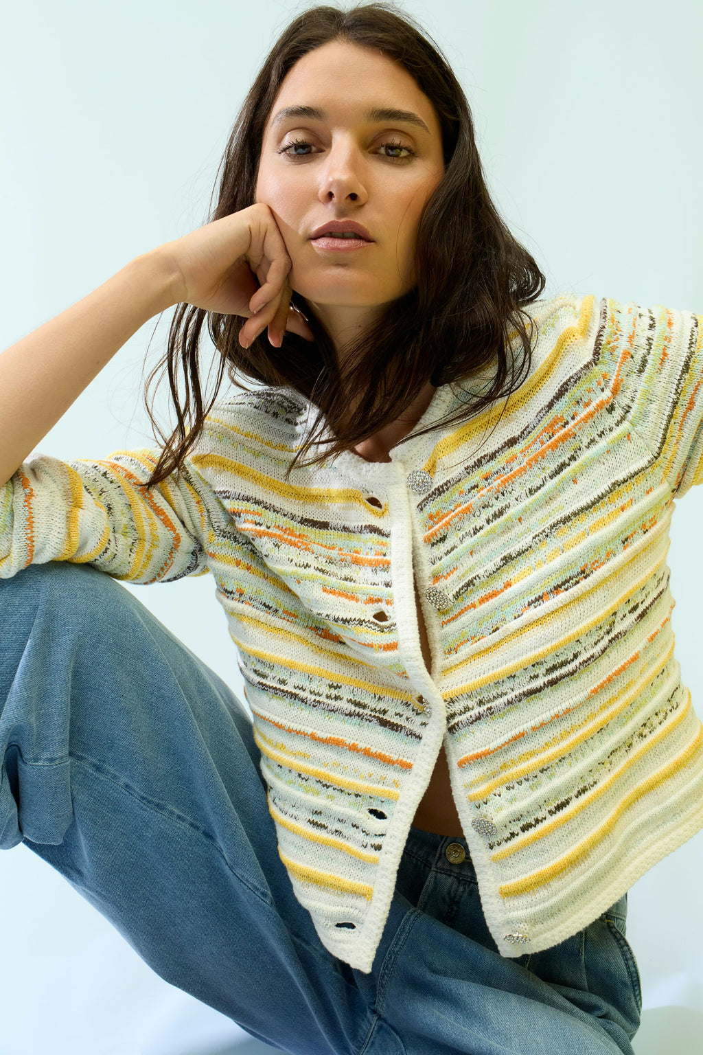 Oui Multi Jacquard Cardigan