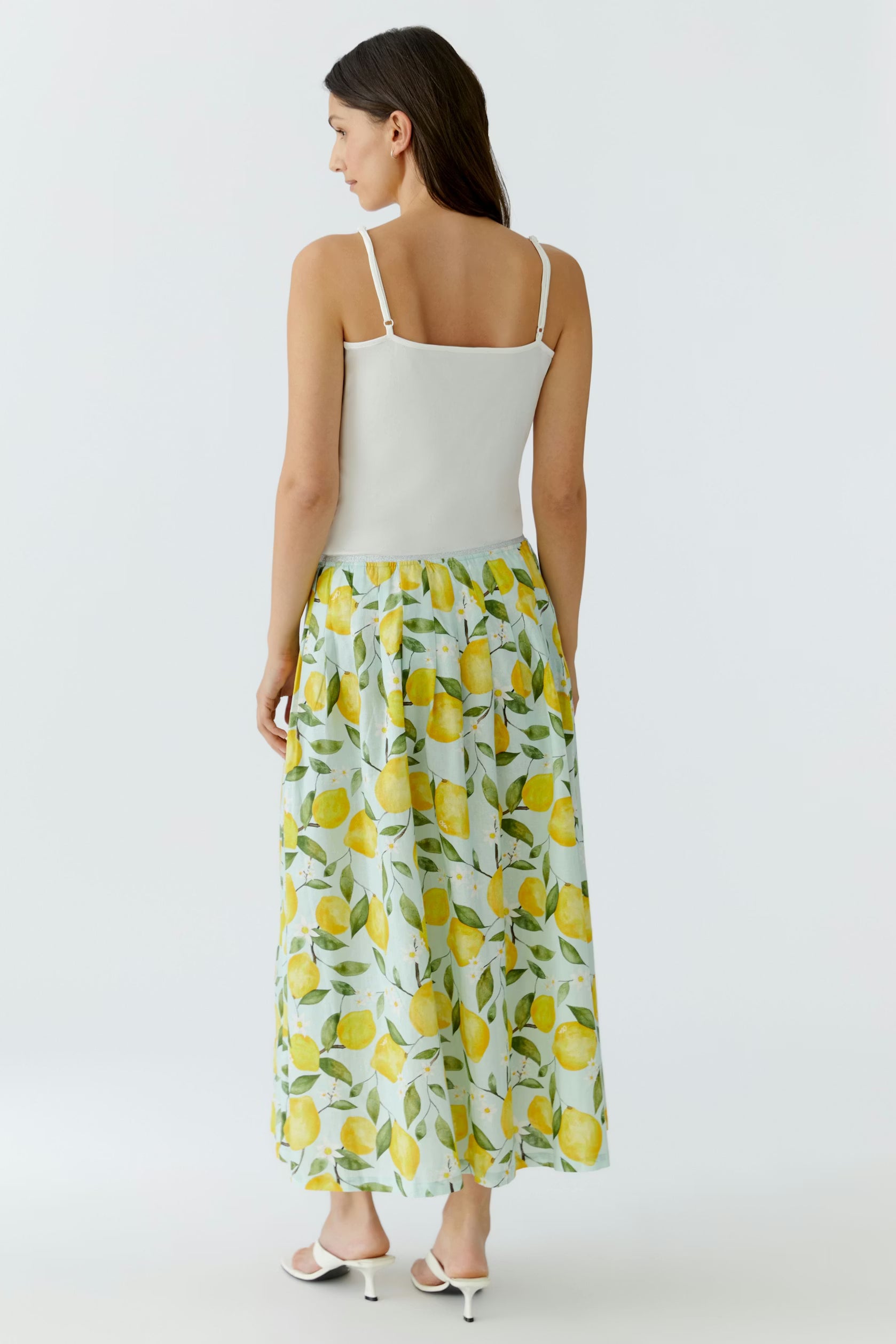 Oui Aqua Lemons Linen Maxi Skirt