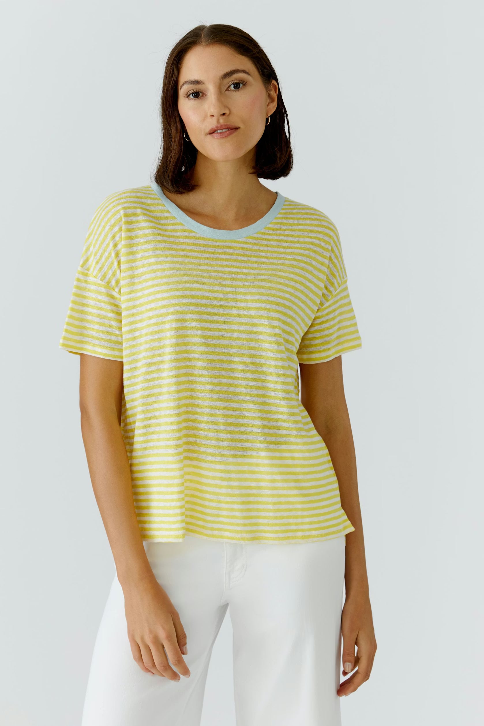 Oui Striped Linen Yellow Tshirt