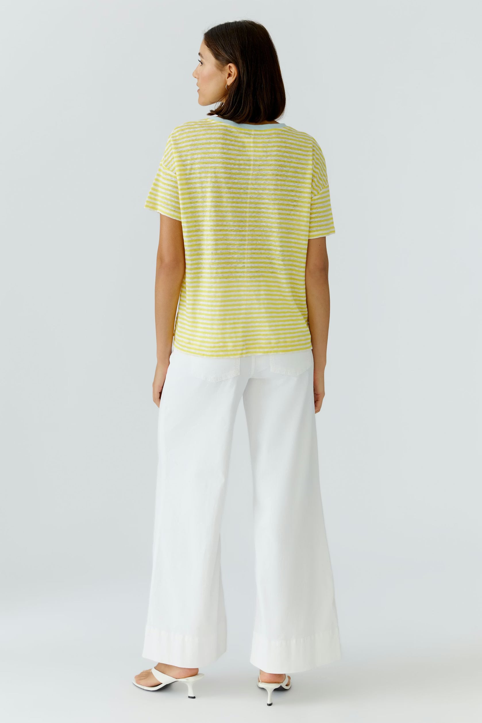 Oui Striped Linen Yellow Tshirt