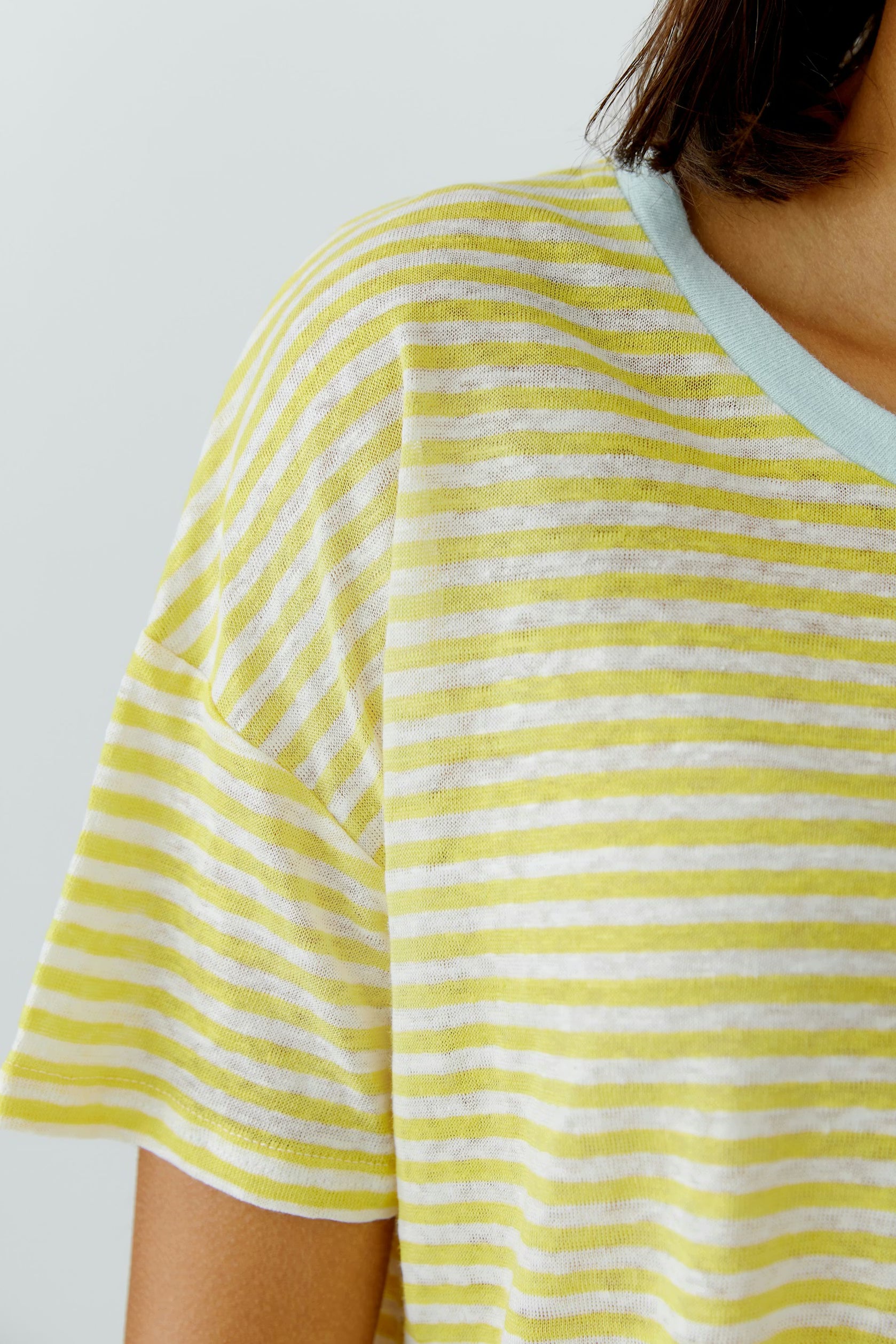 Oui Striped Linen Yellow Tshirt