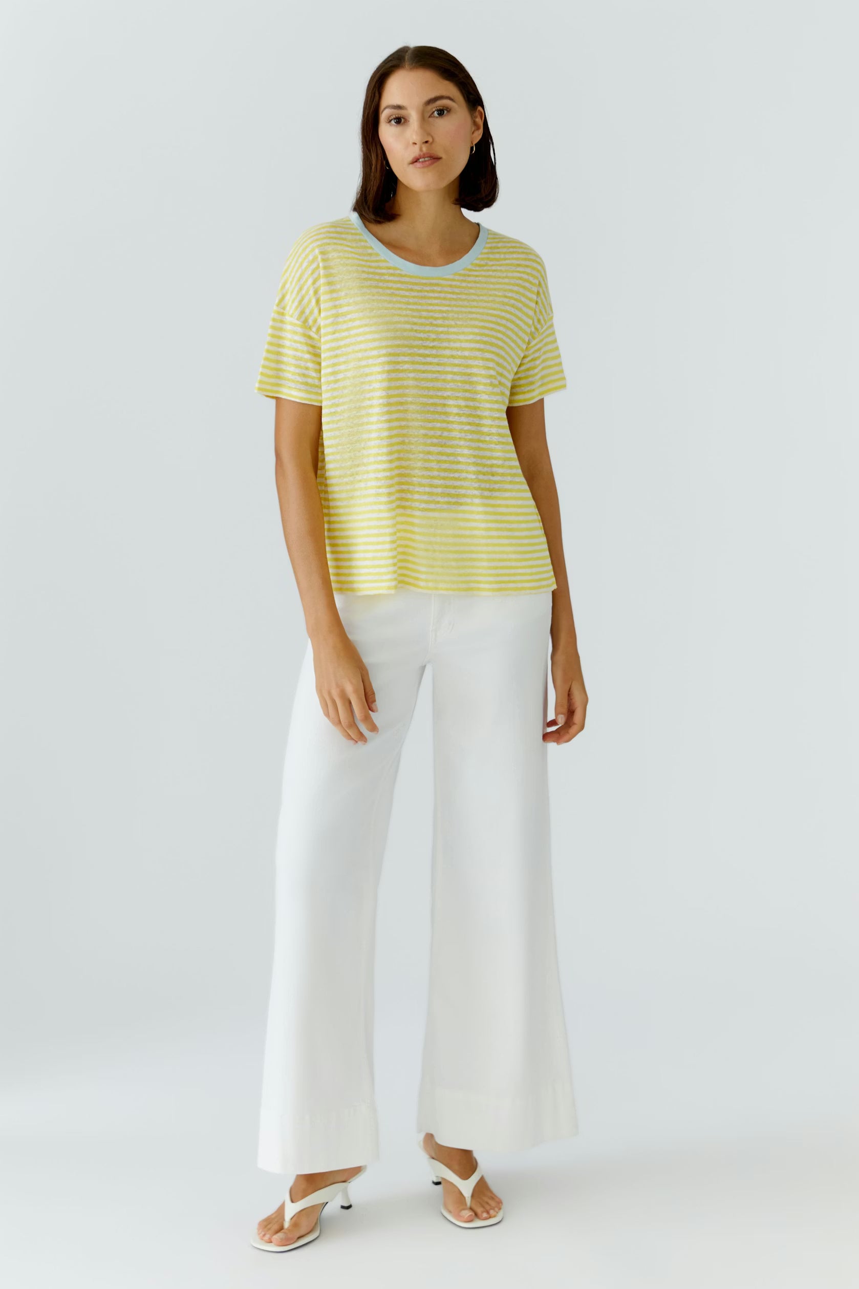 Oui Striped Linen Yellow Tshirt