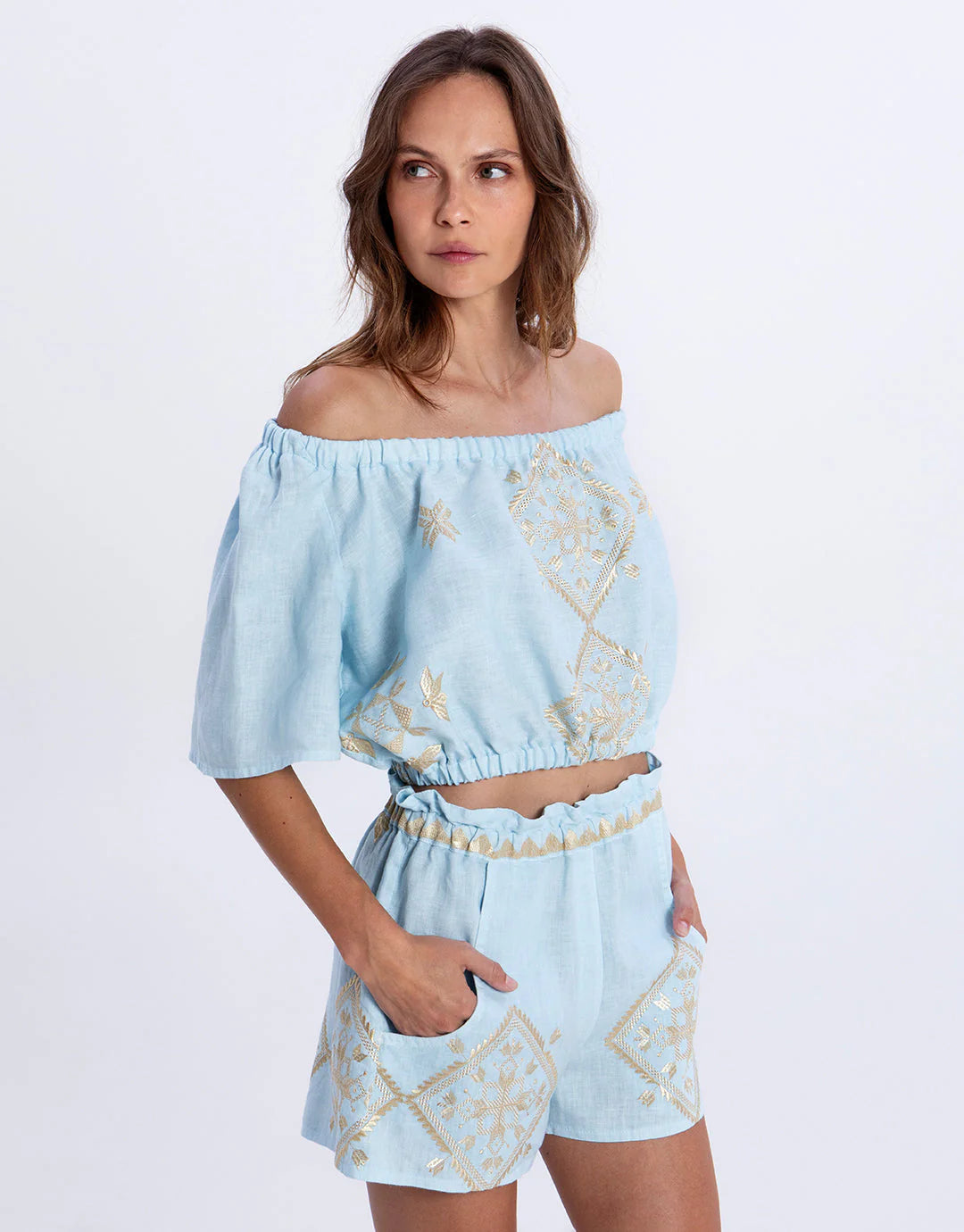 Greek Archaic Kori Lefkada Off shoulder Top