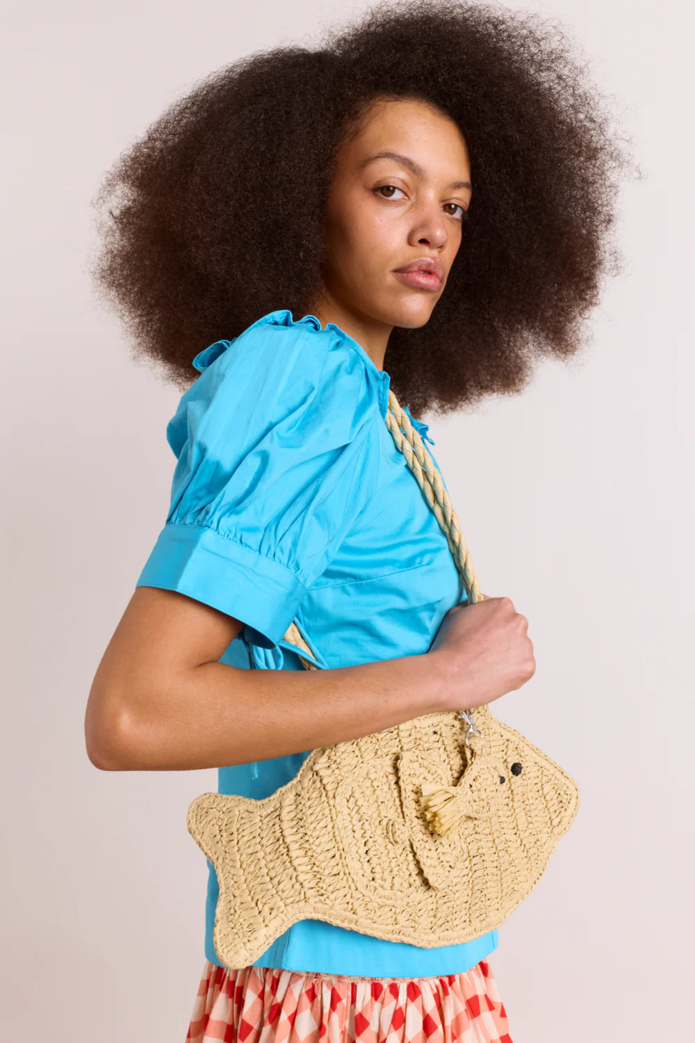 Damson Madder Raffia Fish Bag