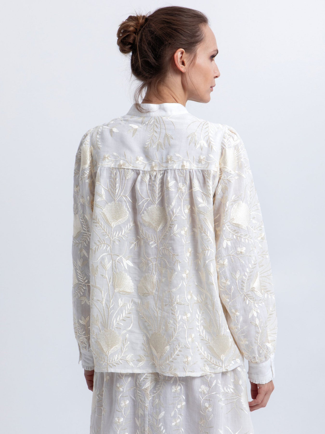 Greek Archaic Kori Blossom Embroidered Blouse