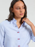 Vilagallo Herringbone blue Embroidered shirt