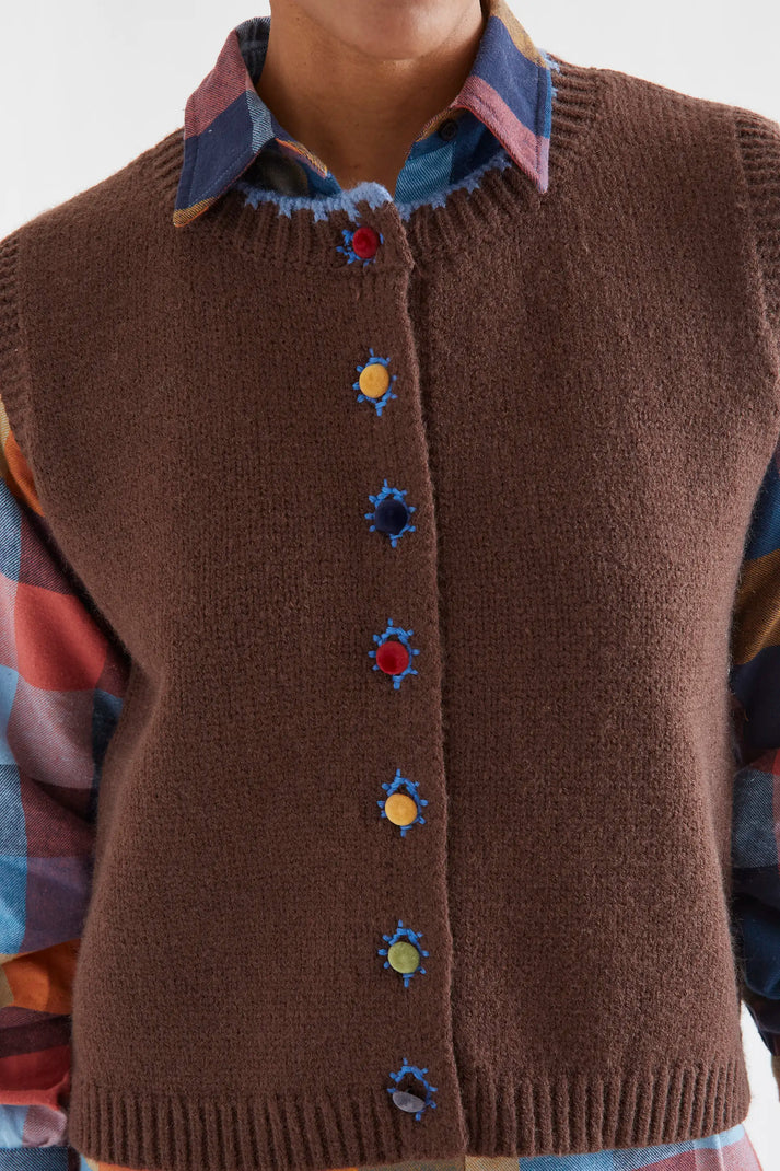 Compania Fantastica Velvet Button Sunshine Knit Vest