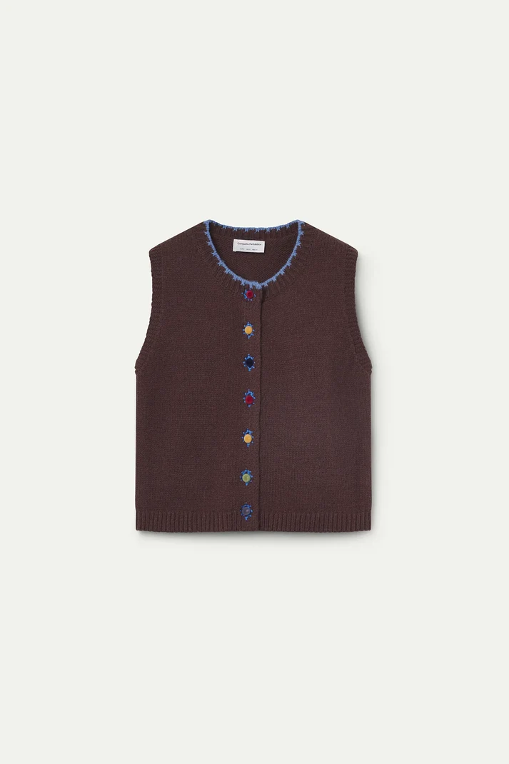 Compania Fantastica Velvet Button Sunshine Knit Vest