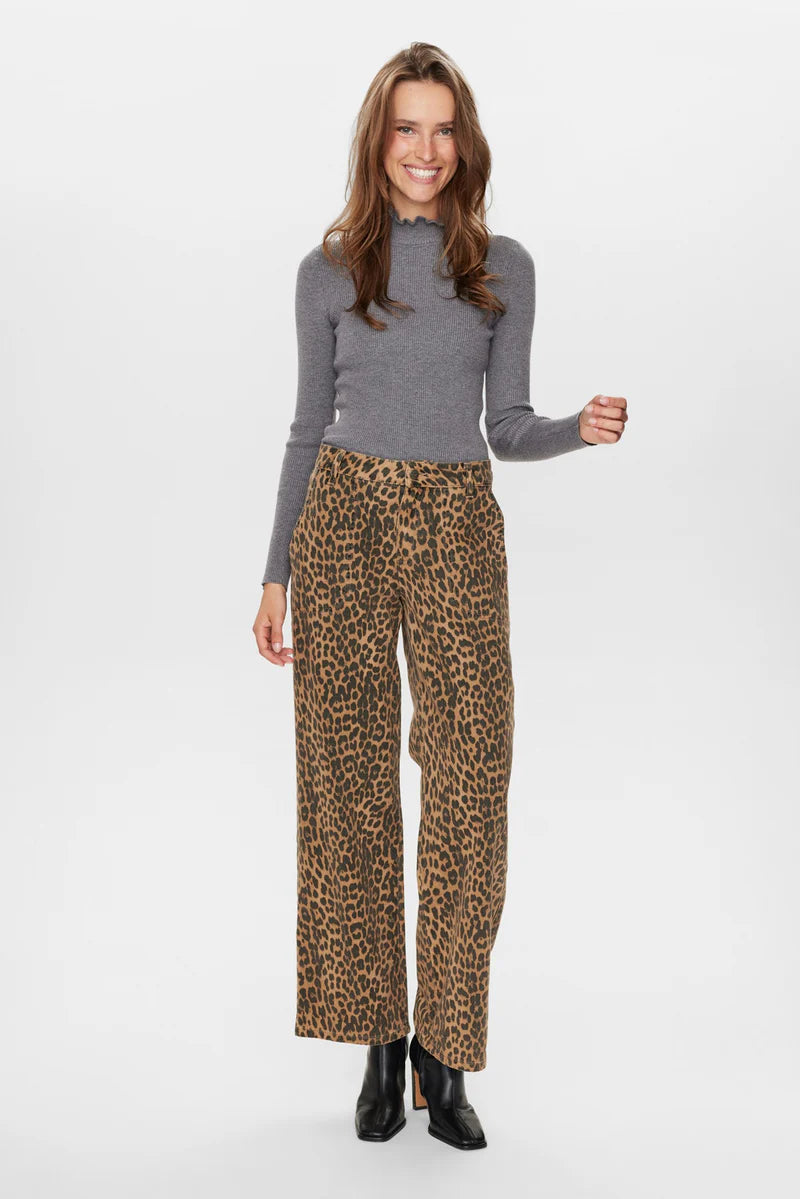 Numph Gigi Leopard Wide Jeans