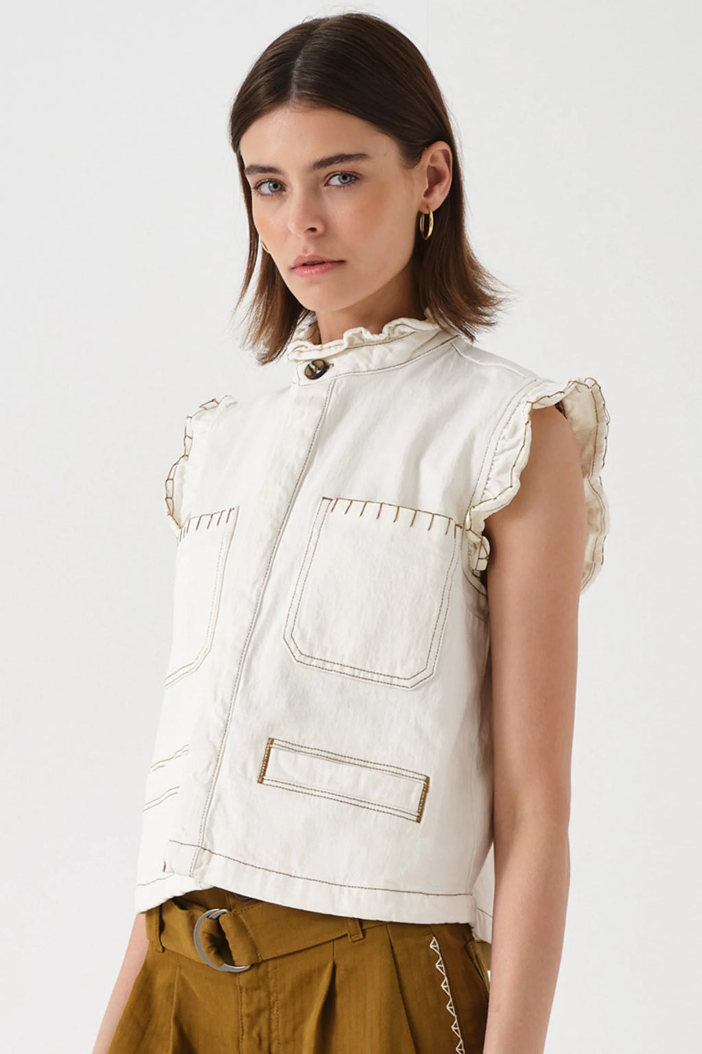 Seventy & Mochi Pablo Denim Frill Neck Vest