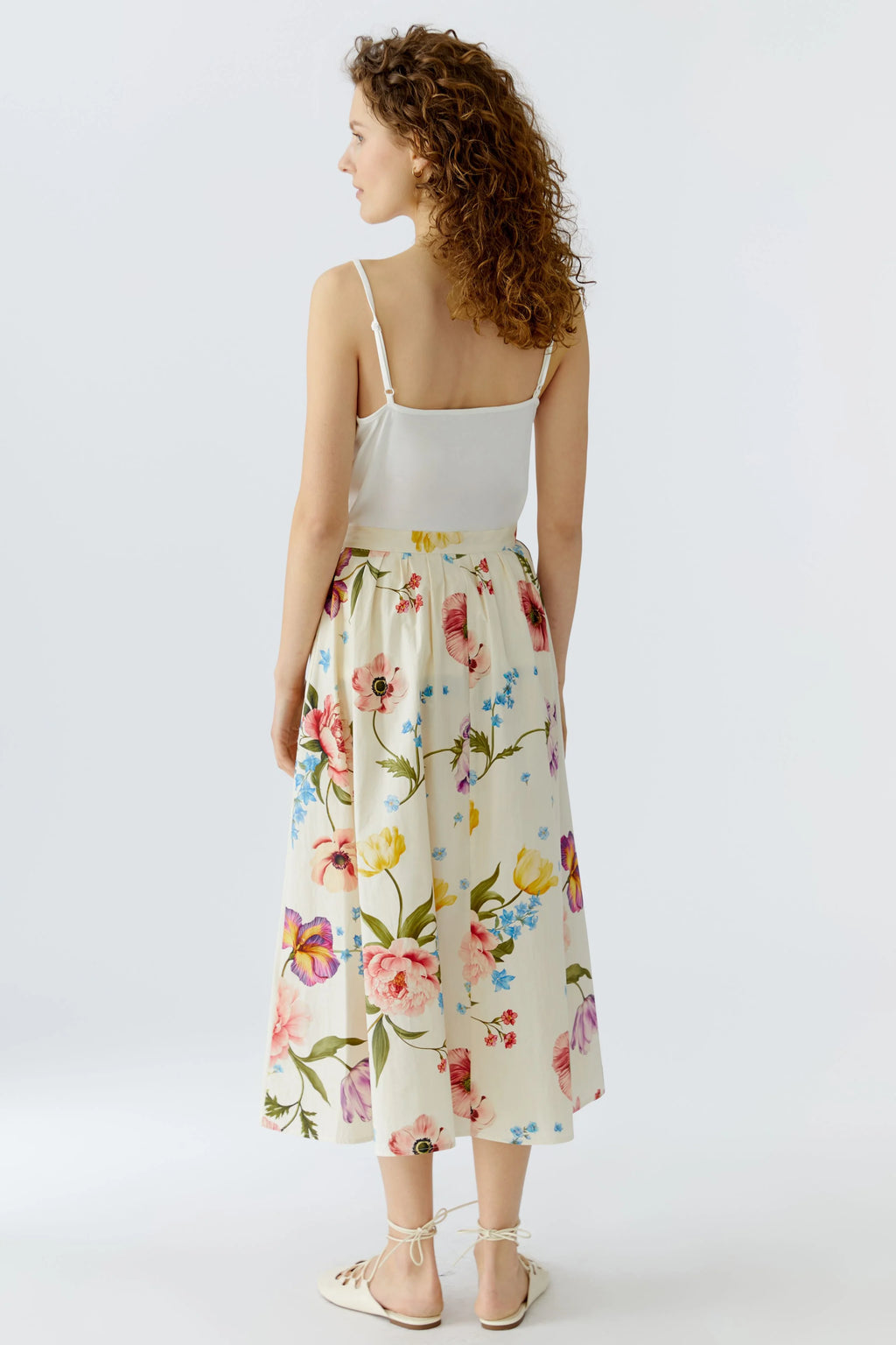 Oui Floral A Line Midi Skirt