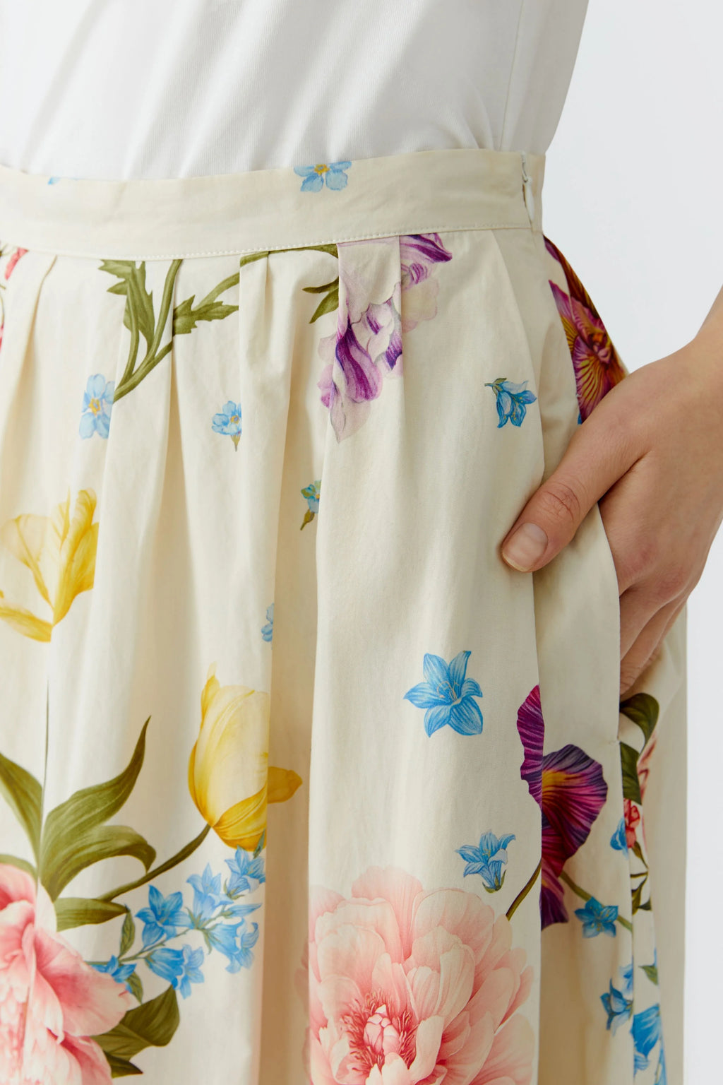 Oui Floral A Line Midi Skirt