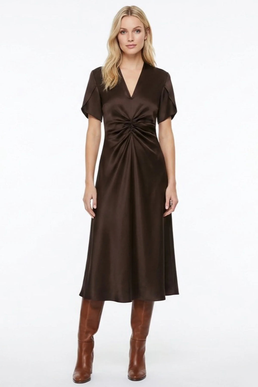 Derhy Angelique Satin Drape Dress