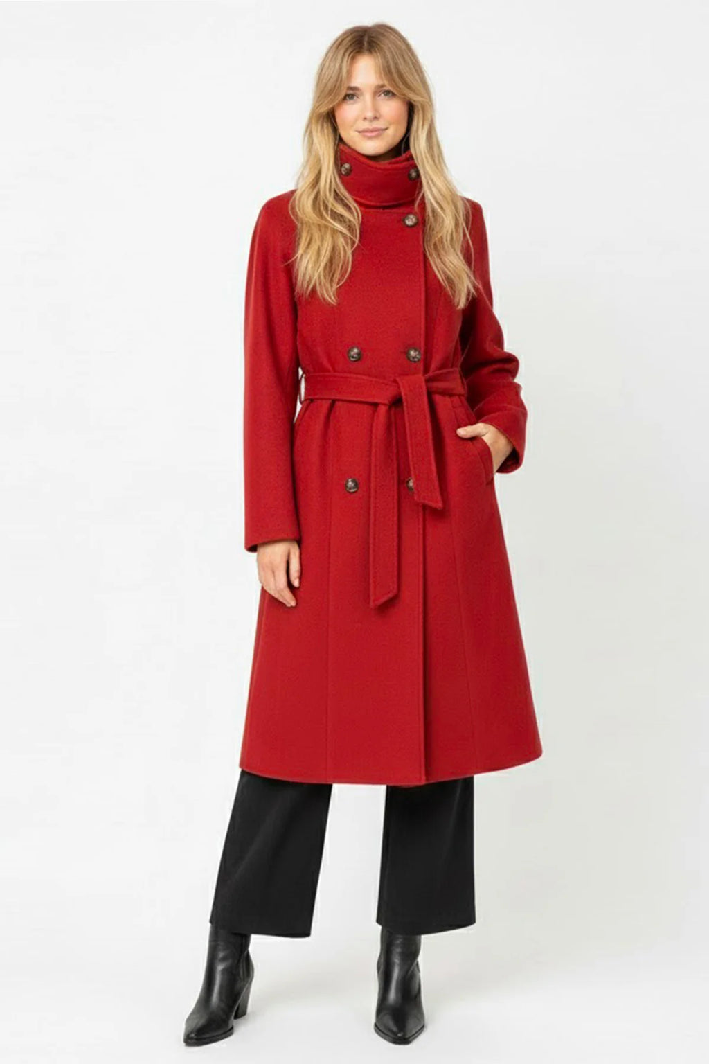 Derhy Gazania Long Red Coat