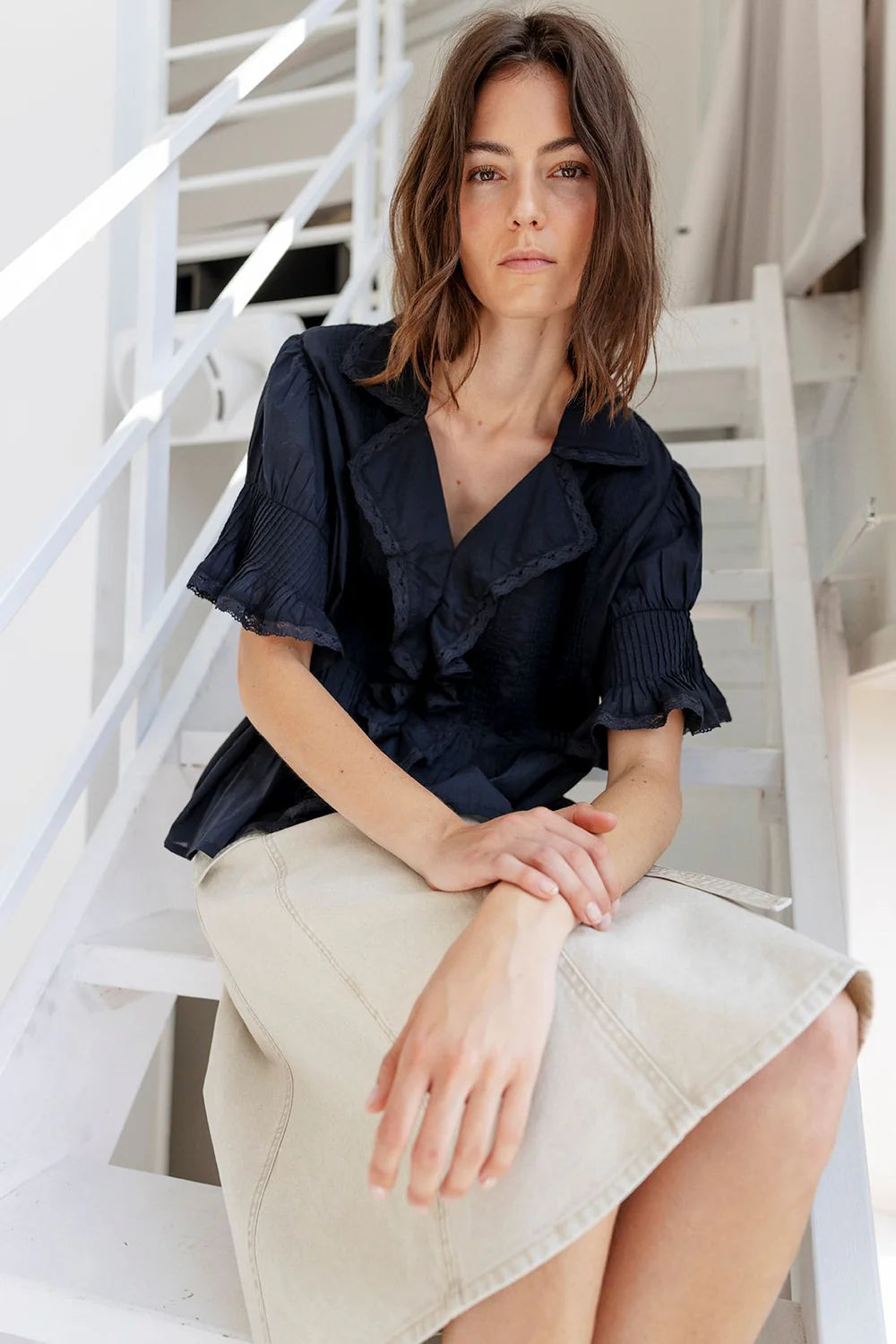 Project AJ117 Gail Cotton Collared Blouse