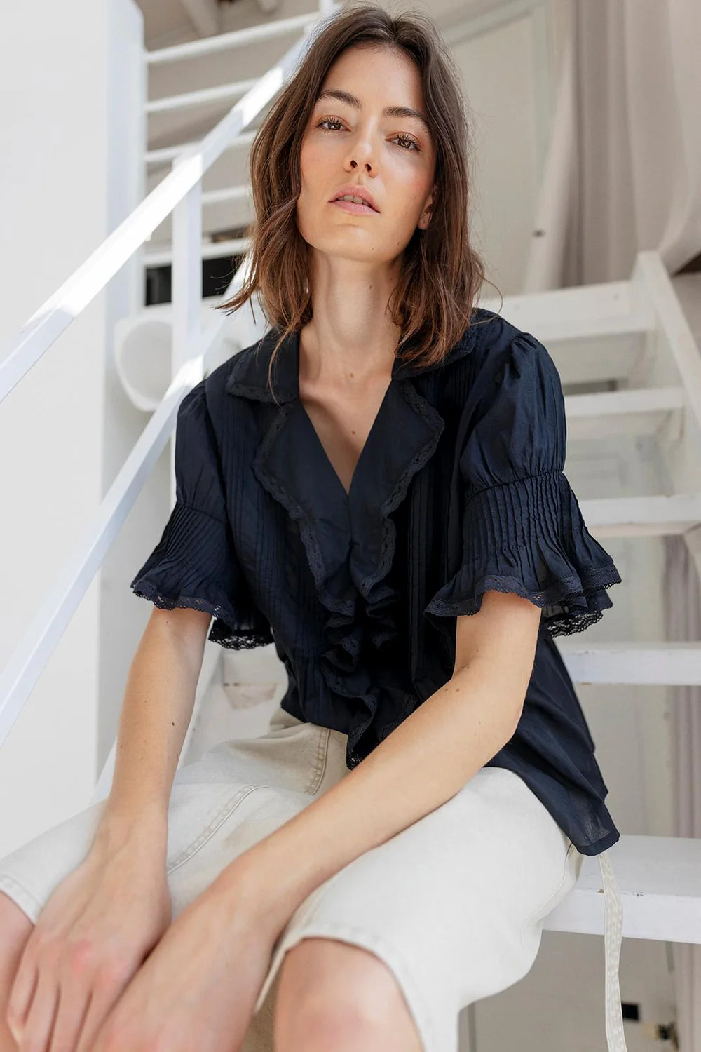 Project AJ117 Gail Cotton Collared Blouse