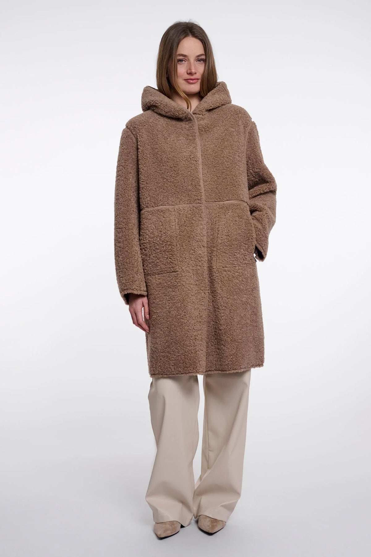 Rino & Pelle Ami Faux Sheepskin Hooded Coat