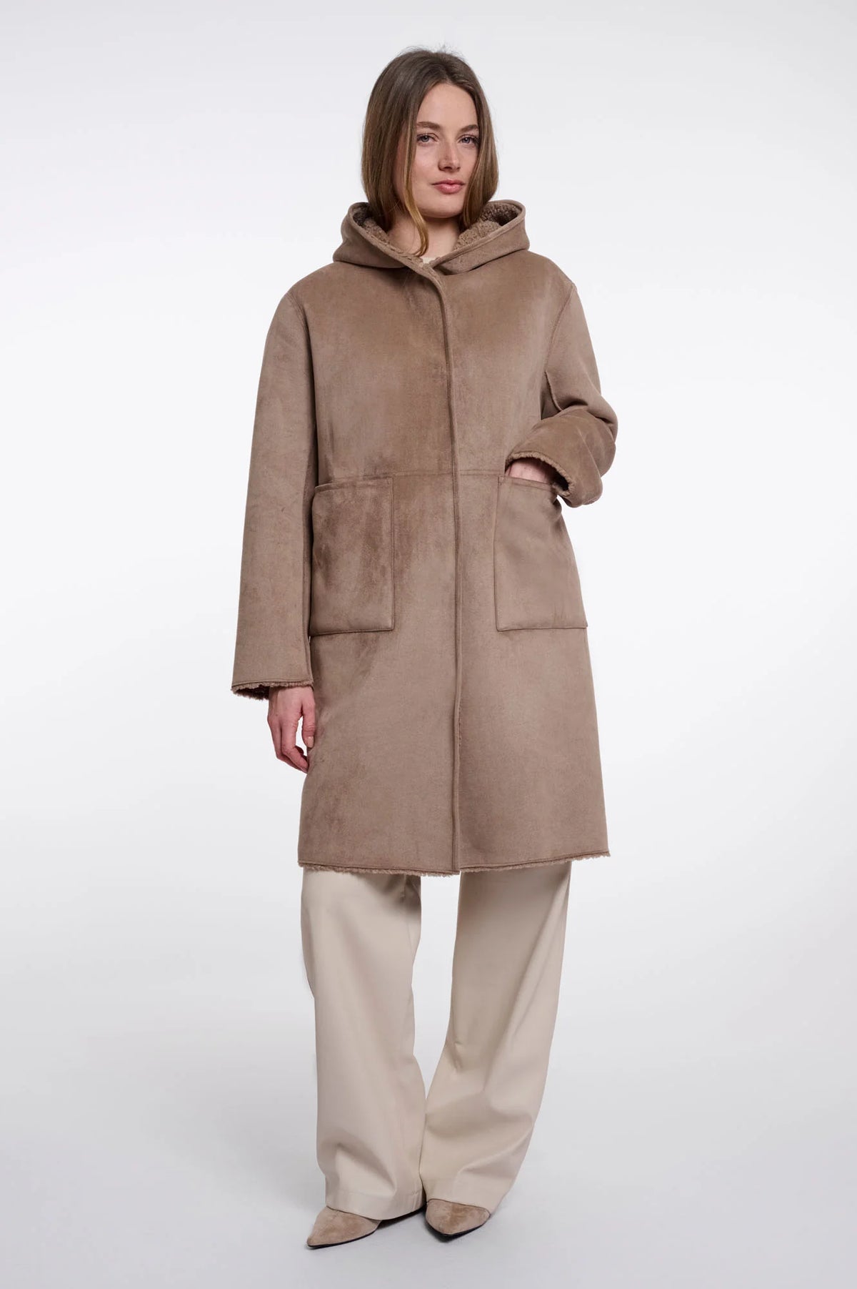Rino & Pelle Ami Faux Sheepskin Hooded Coat