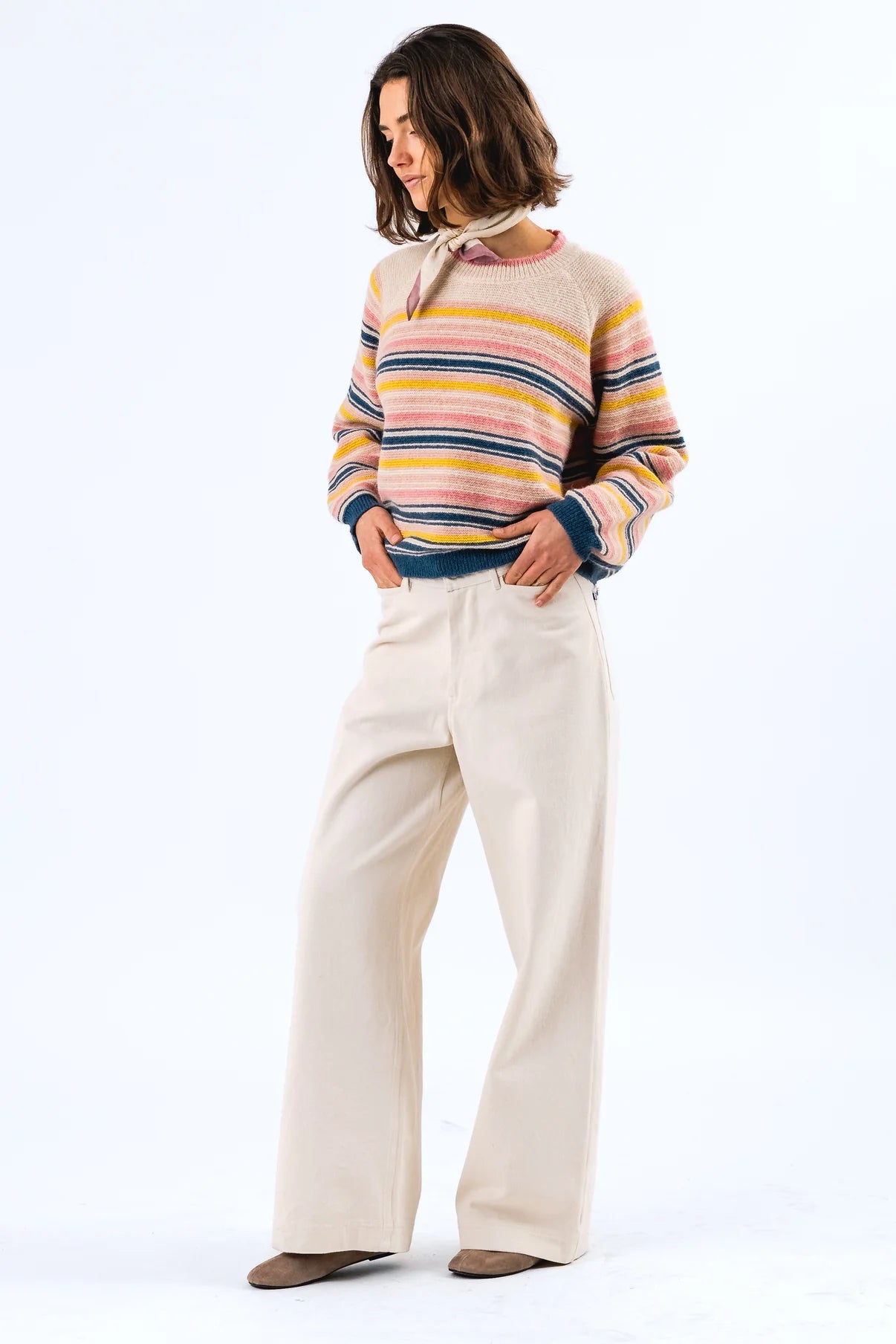 Lollys Laundry Bjork Pastel Striped Knit Sweater