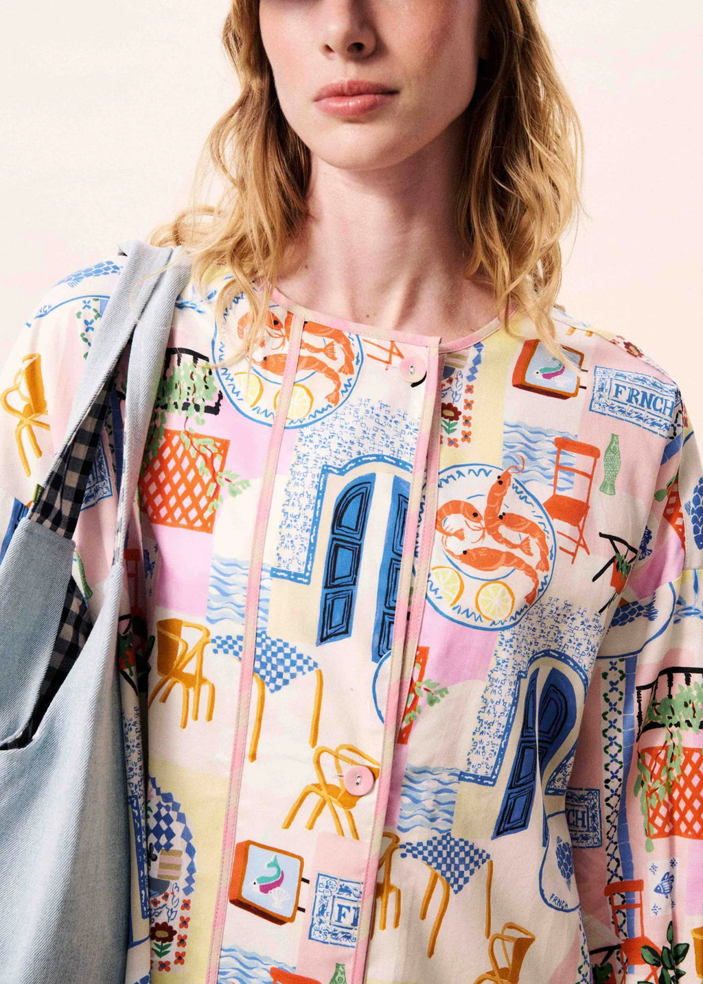 FRNCH Shannon Picnic Print Duster Coat