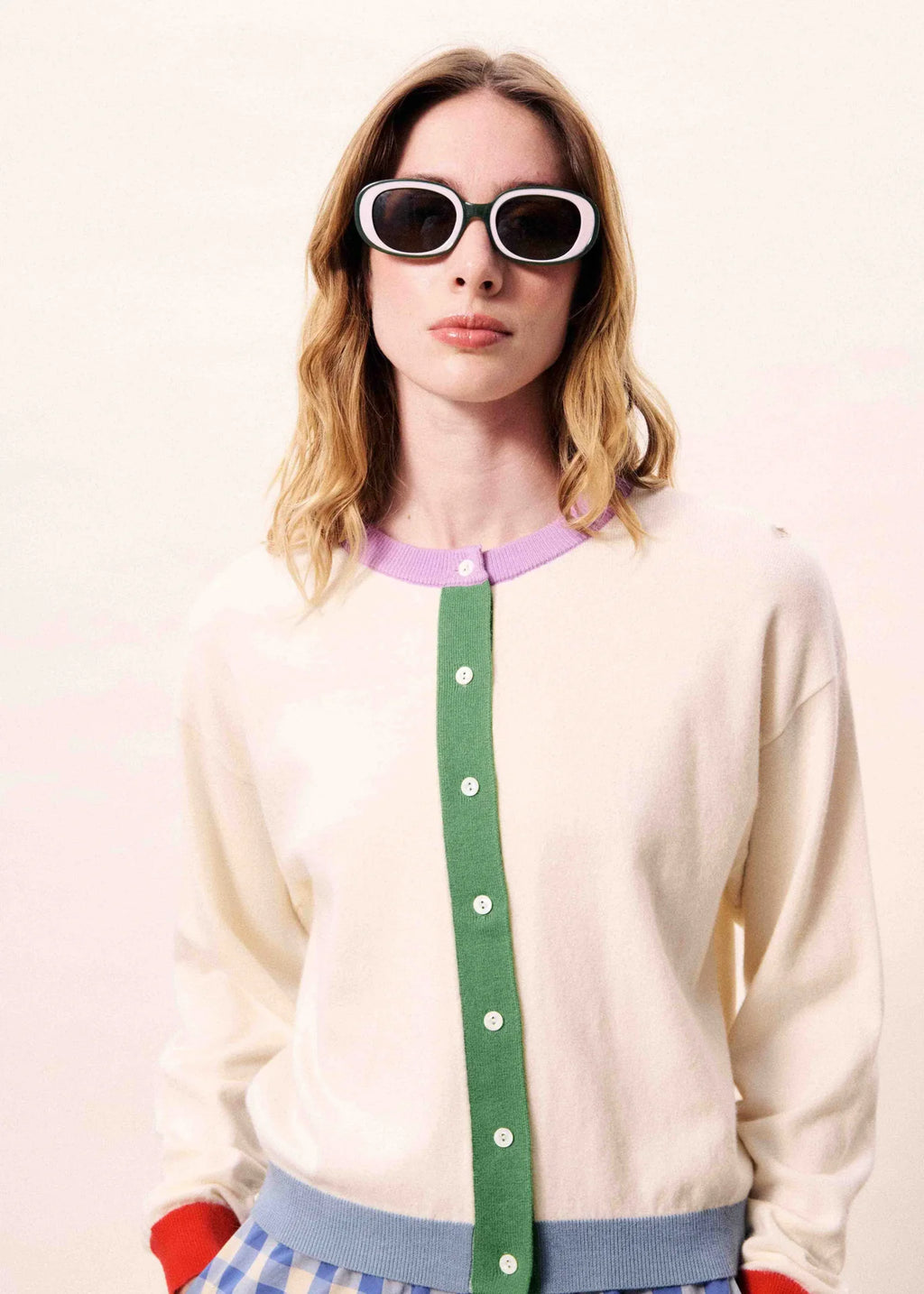 FRNCH Patrick Colour Block Cardigan