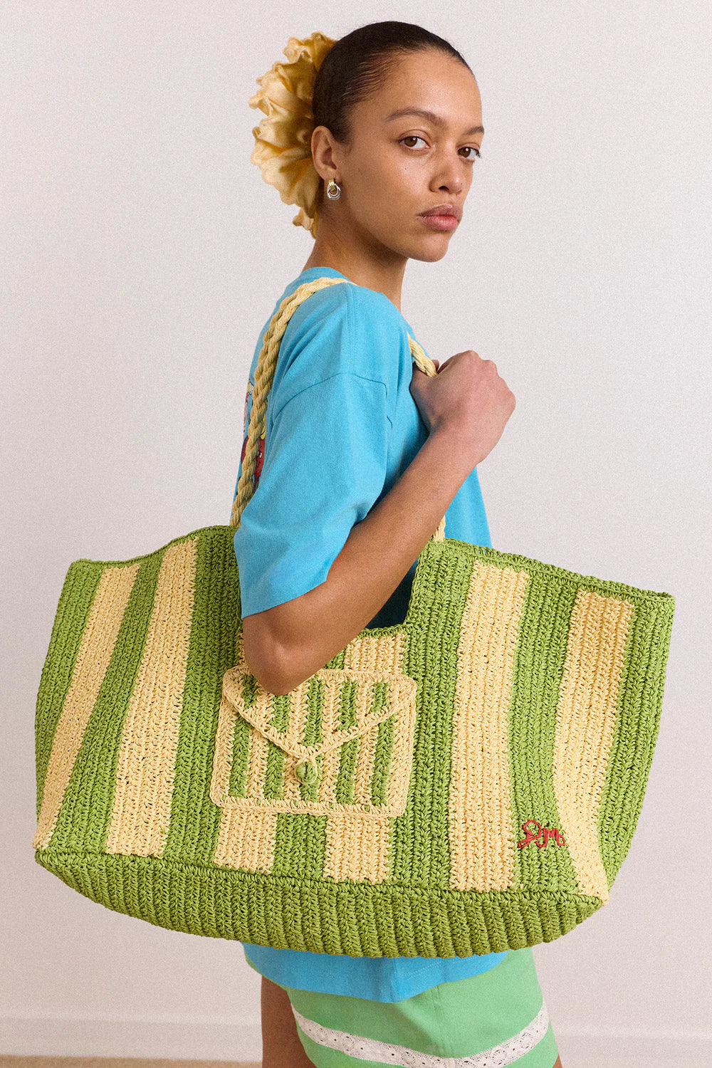 Damson Madder Orla Raffia Shopper Bag