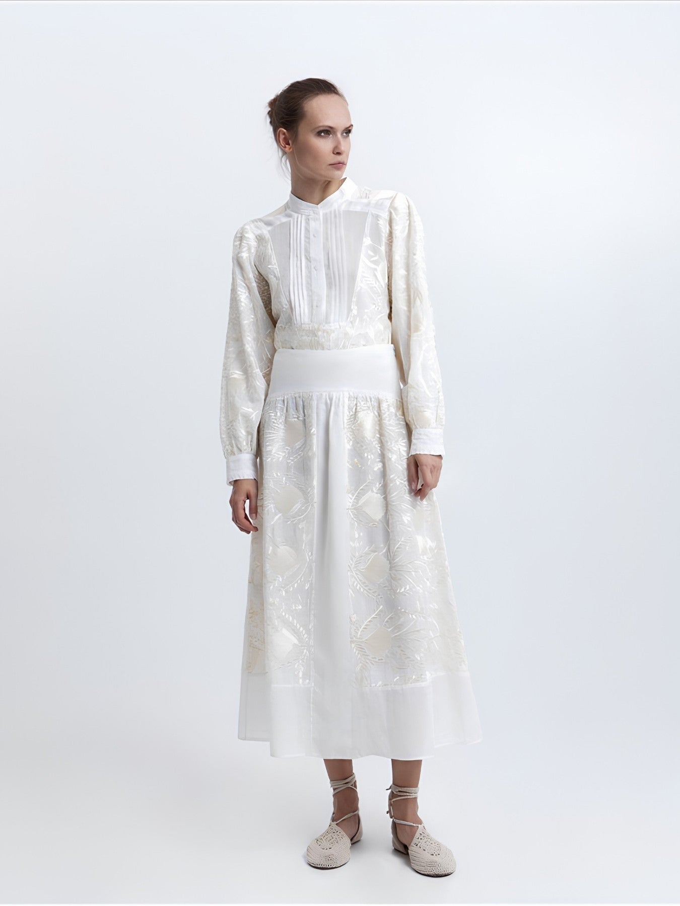 Greek Archaic Kori Blossom Embroidered Skirt