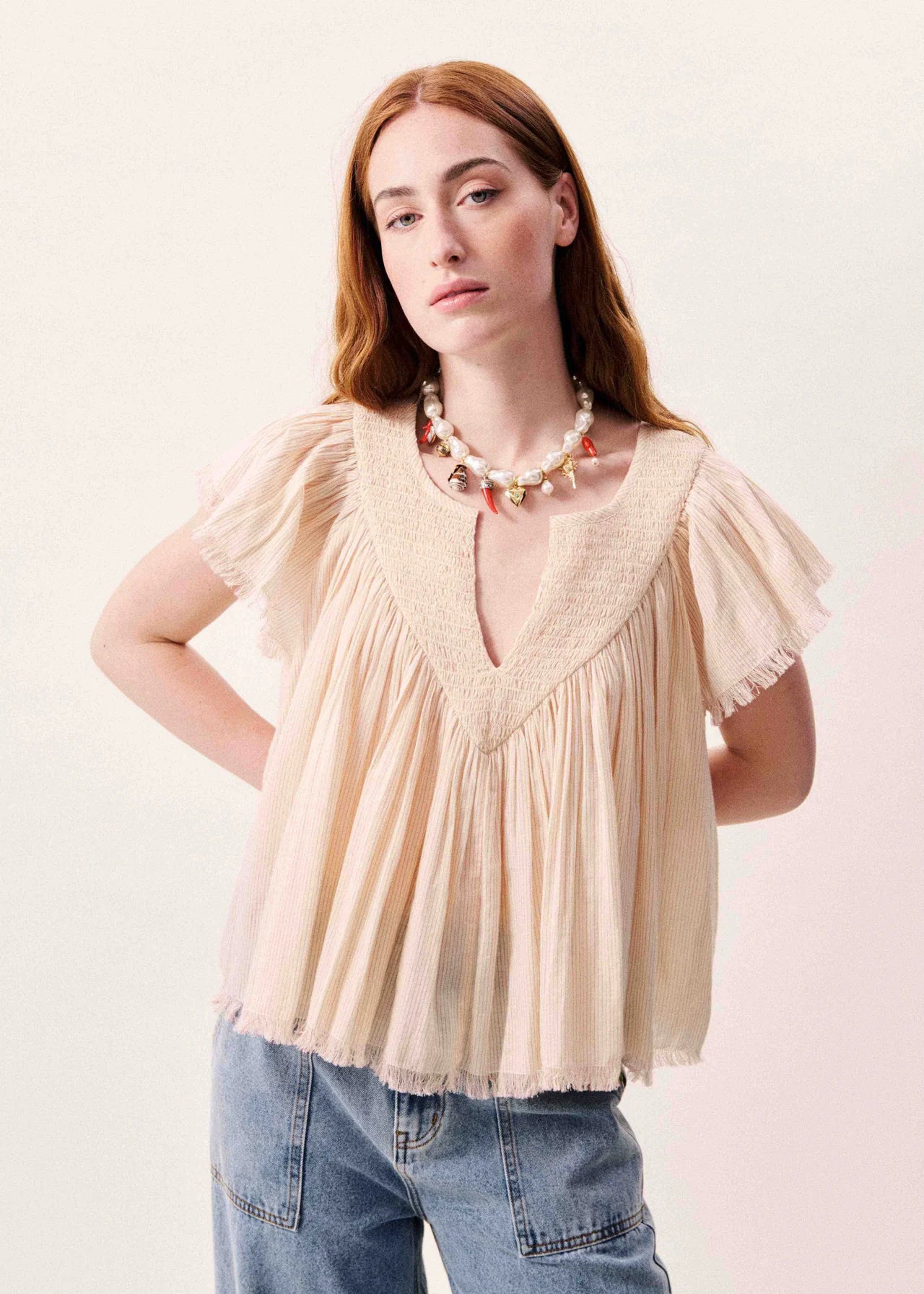 FRNCH Novaelle Raw edge Blouse
