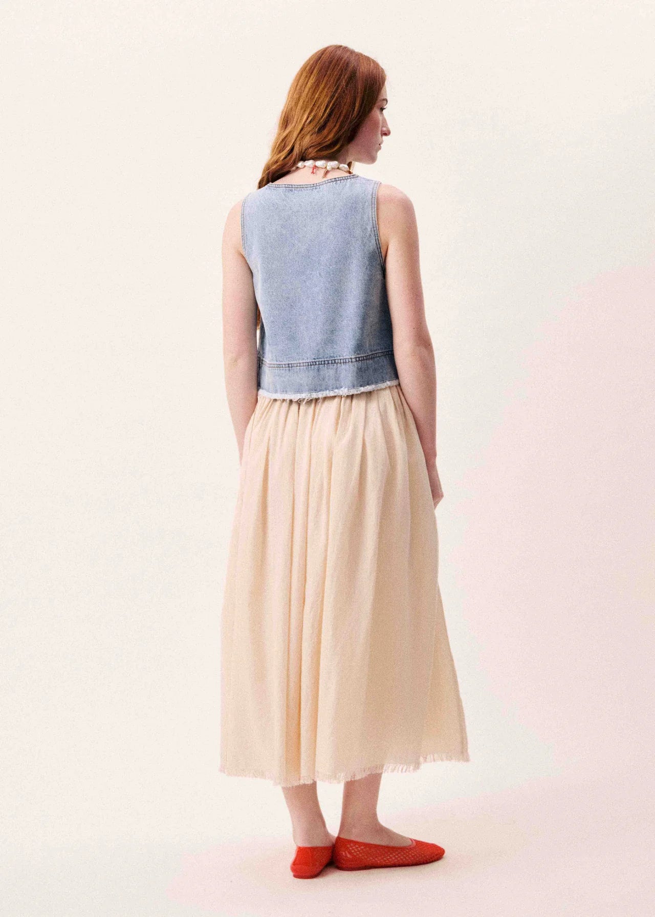 FRNCH Mary Pinstripe Raw edge Skirt