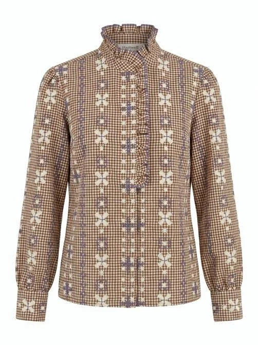 Hartwell Larissa Brown Check Embd Blouse