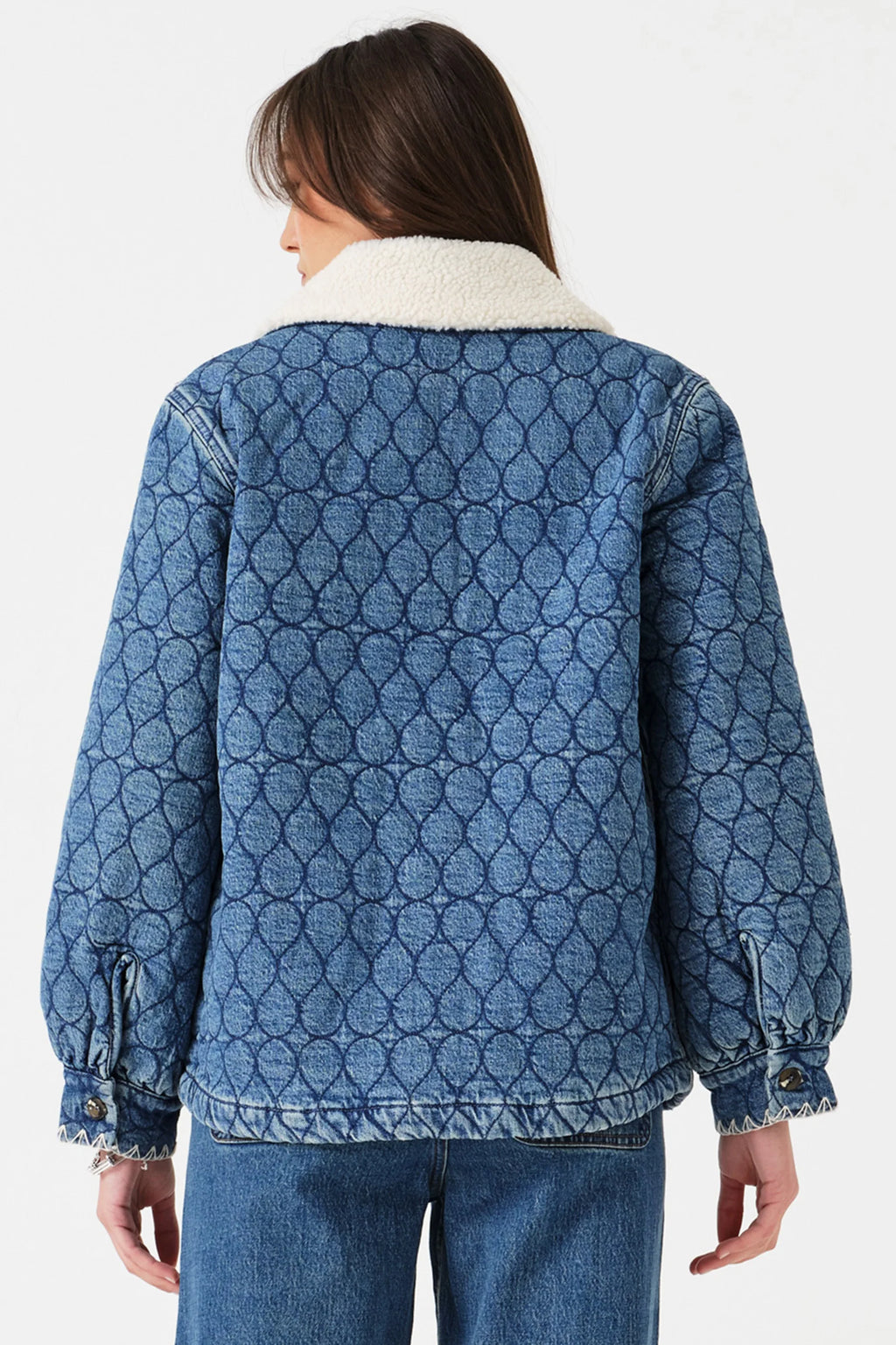 Seventy + Mochi Frida Shearling Collar Denim Jacket
