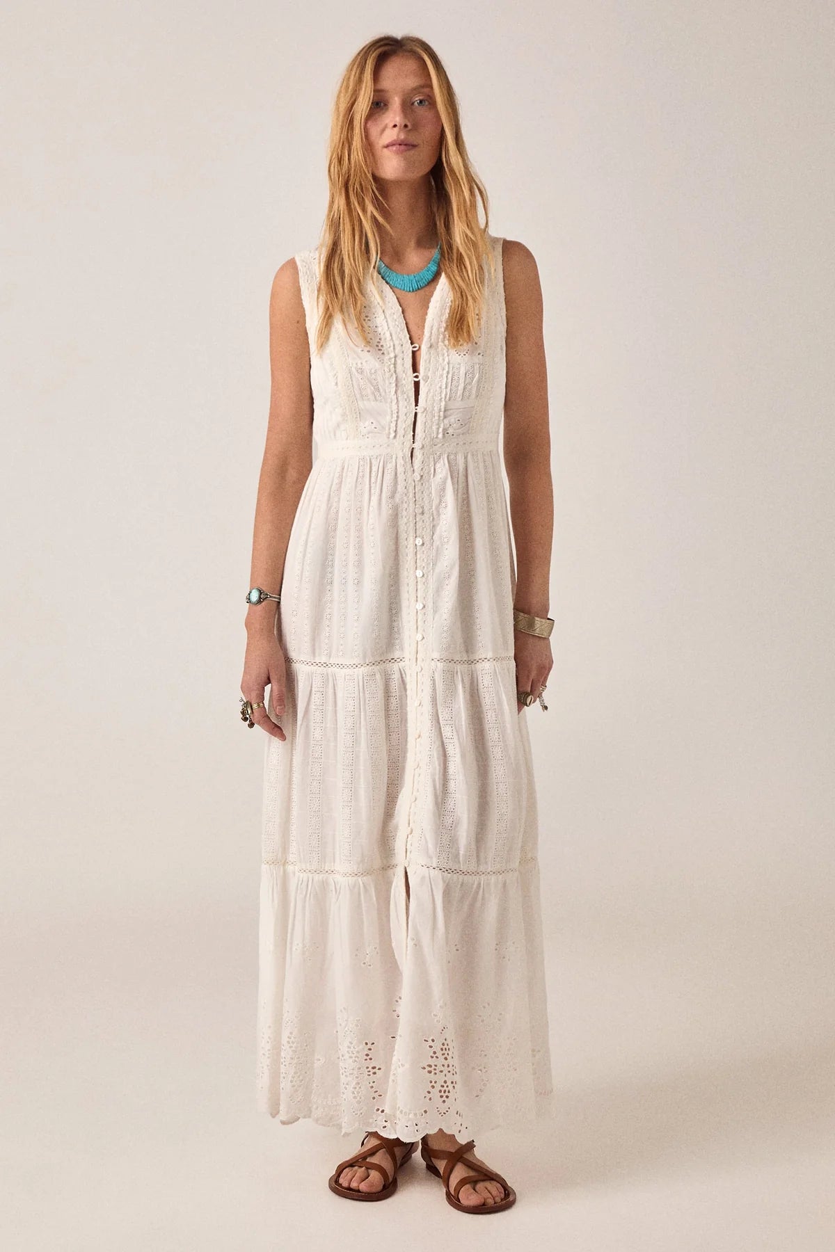 Maison Hotel Gino White Cotton Sun dress