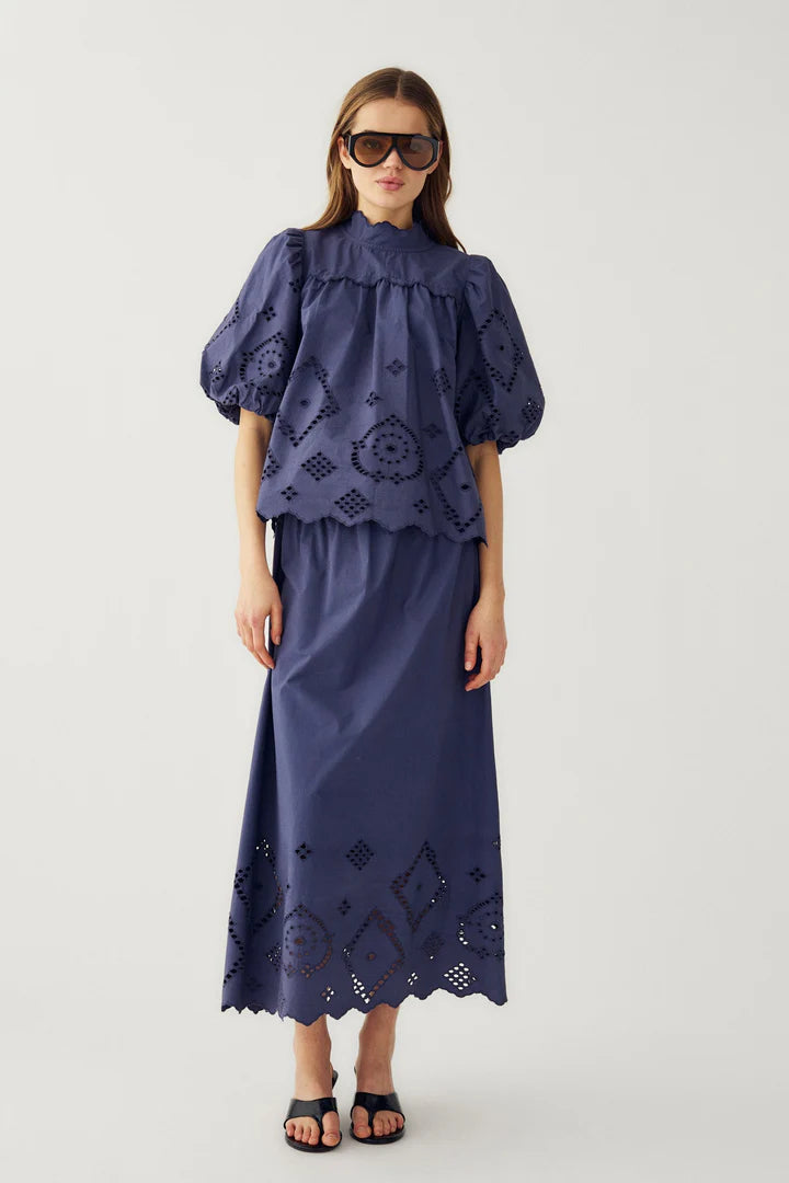 Noella Marisol Openwork Midi Skirt