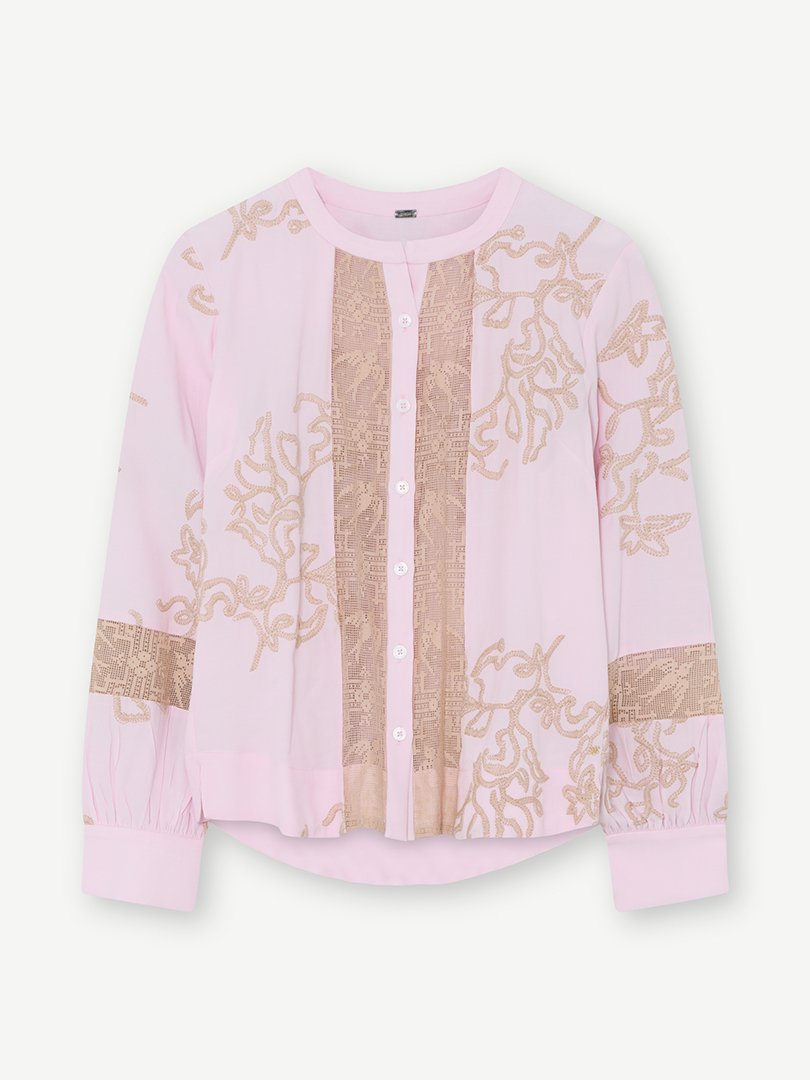 Gustav Embroidered Blouse Pink/Gold