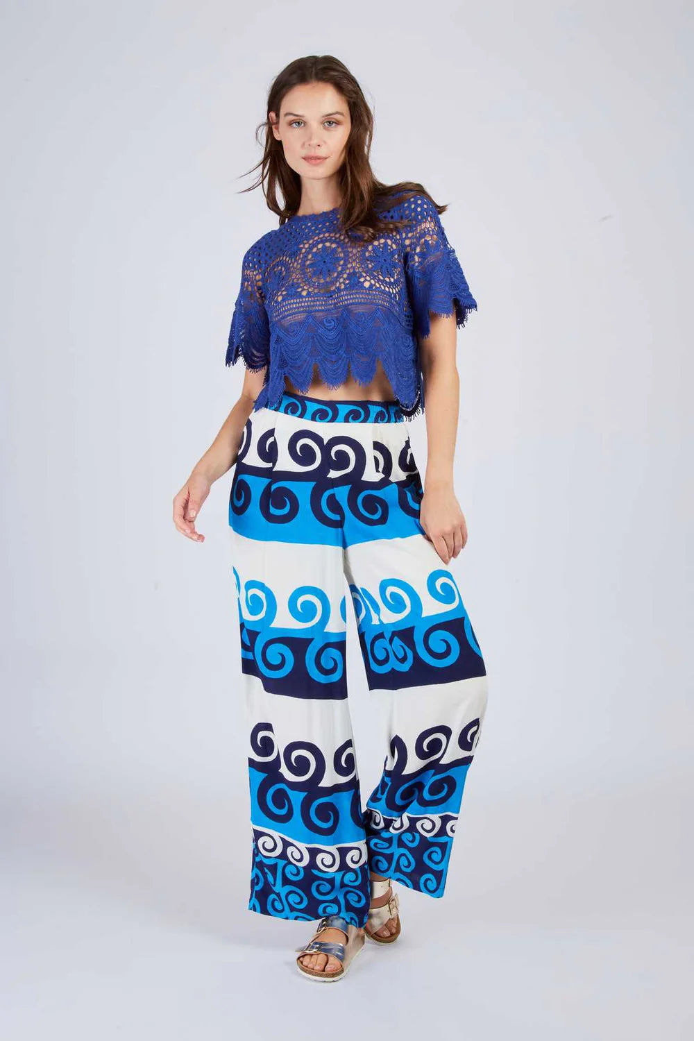 Derhy Darcy Wave Print Loose Pants