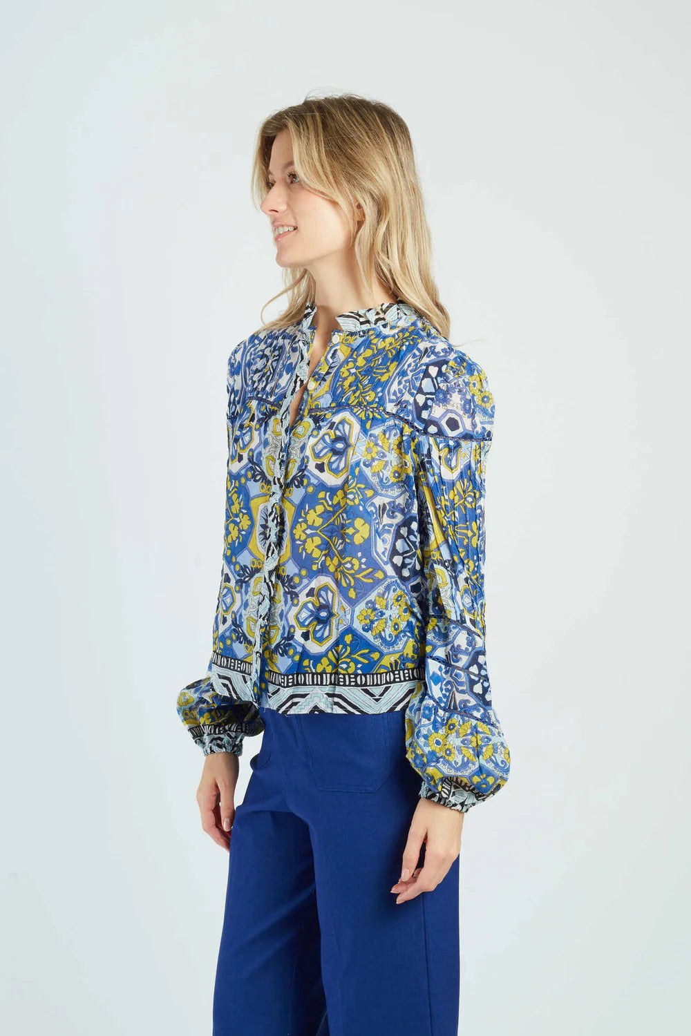 Derhy Amoroso Ethnic Print Cotton Blouse