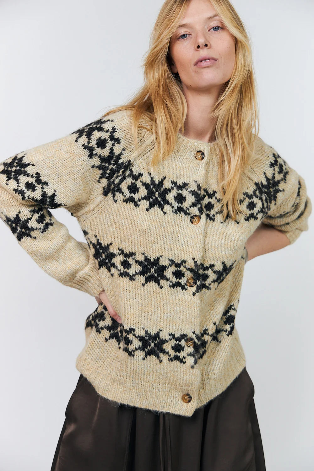 Lollys Laundry Padova Fairisle Chunky Cardigan
