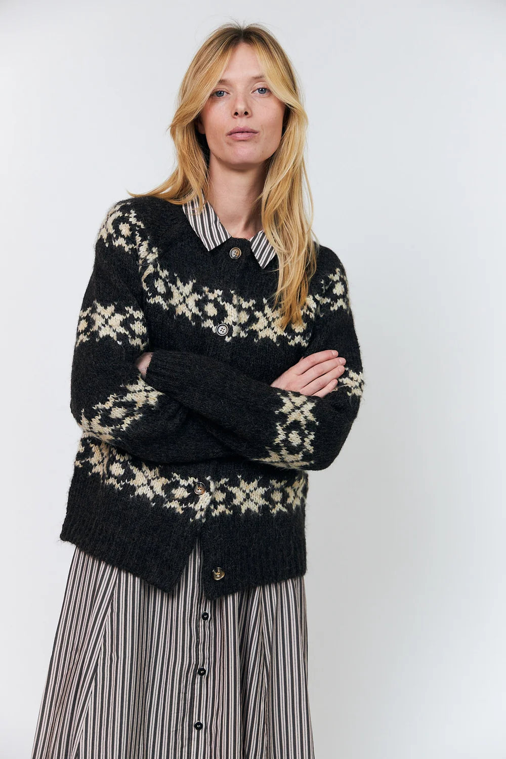 Lollys Laundry Padova Fairisle Chunky Cardigan