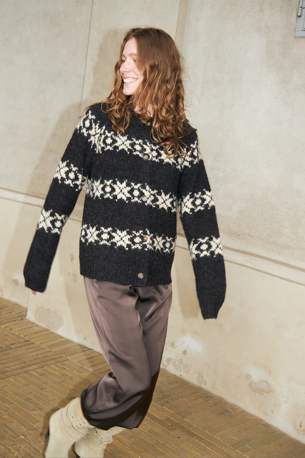 Lollys Laundry Padova Fairisle Chunky Cardigan