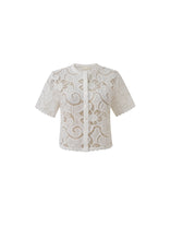 Load image into Gallery viewer, Frnch Aelya Lace Cropped Shirt
